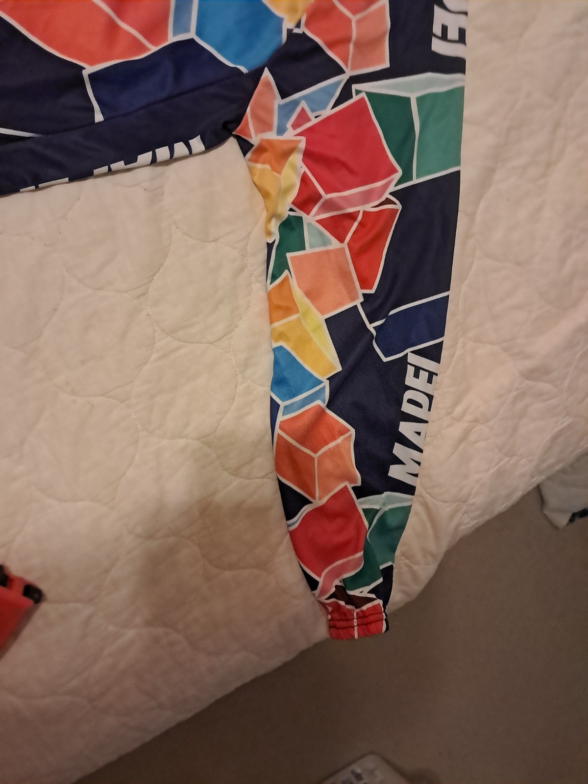 Mapei Cycling Jersey Mens XXXL Blue Multi Color Geometric Cube Long Sleeve Zip