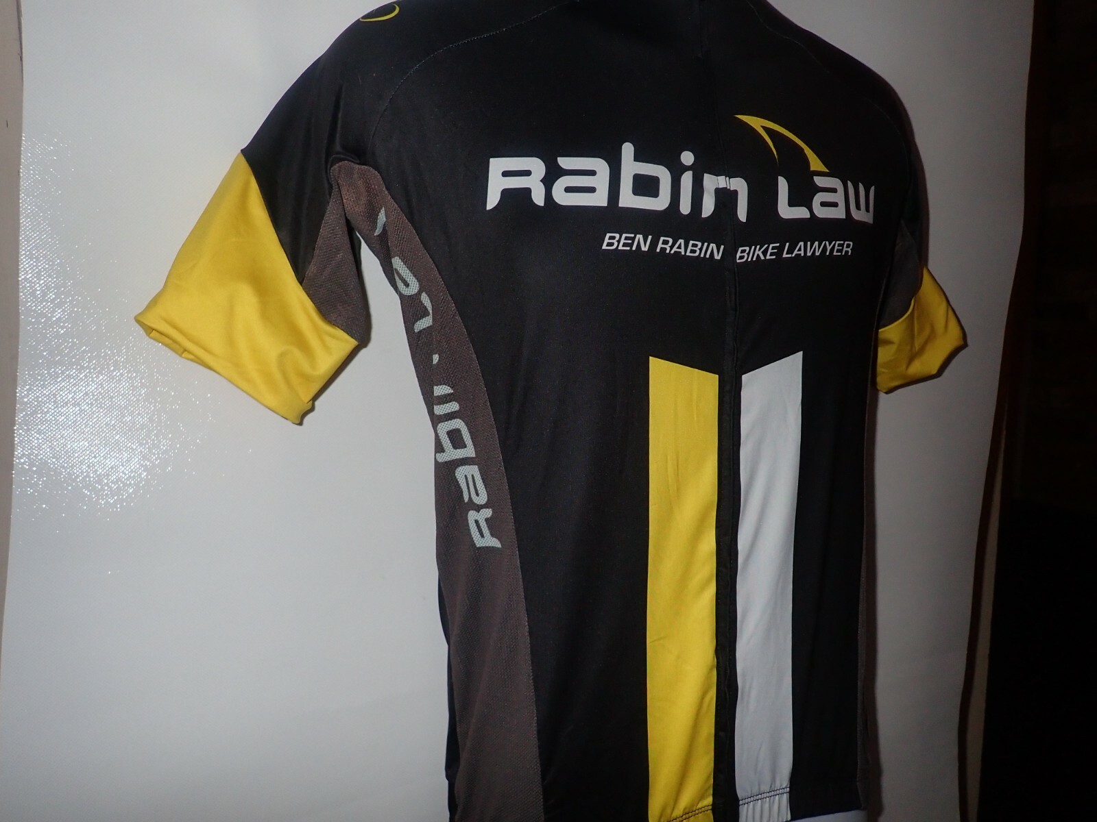Vomax Cycling Jersey Mens M Full Zip Black Yellow Cycling Lawyer Rabin Law