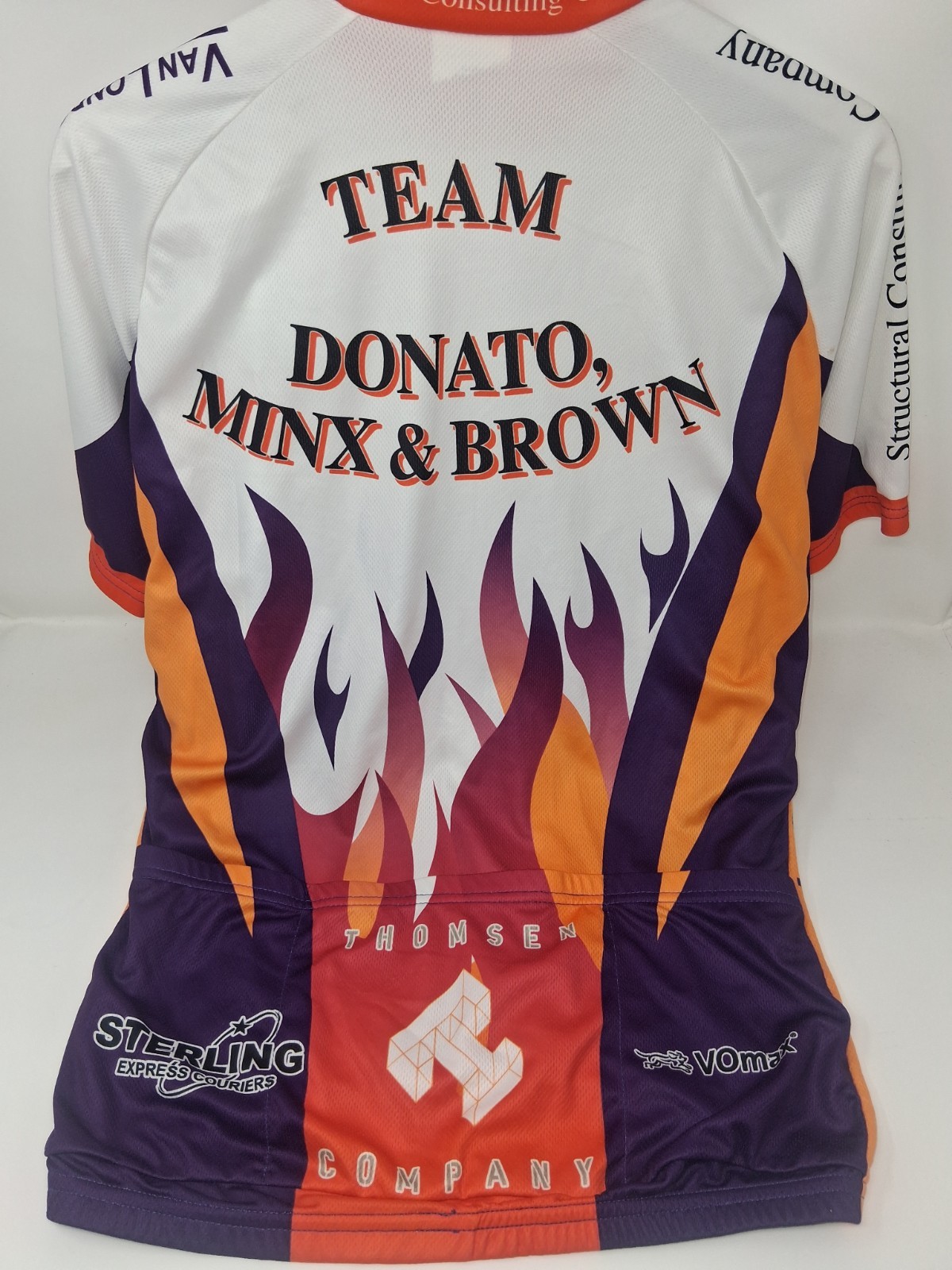 VOmax Cycling Jersey Team Donato Minx & Brown Van London Medium White Orange
