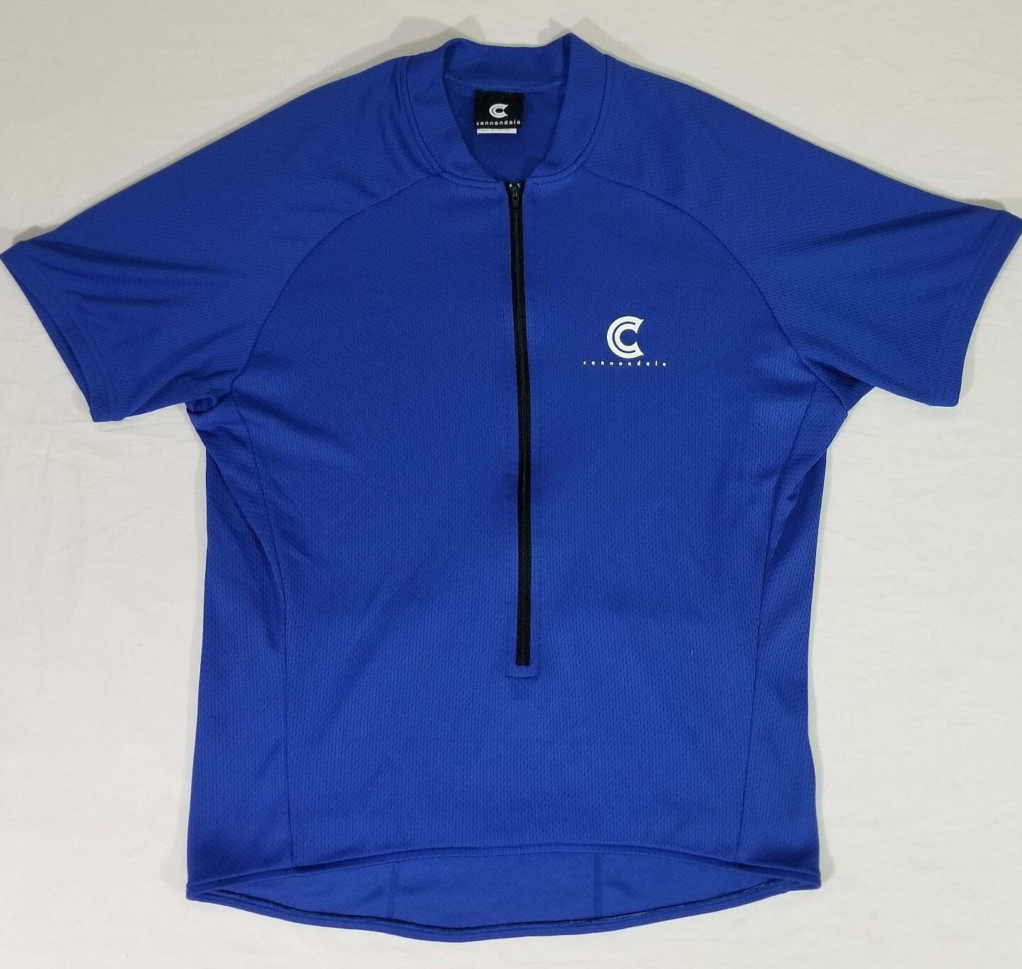 Cannondale Solid Blue 3/4 Zip Cycling Jersey Short Sleeve Shirt Men’s Size Large