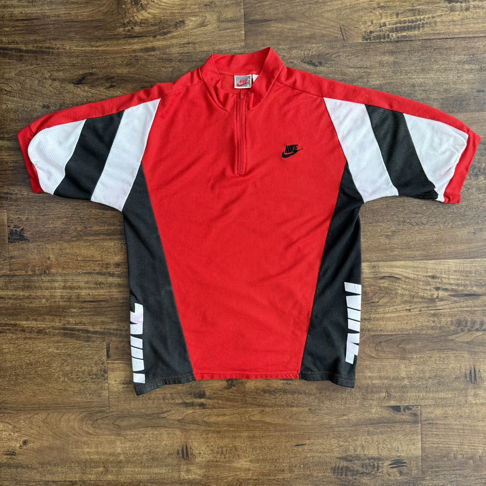 Nike Vintage Cycling Jersey Men’s Size M Red Polyester 90s Gray Tag Made In USA