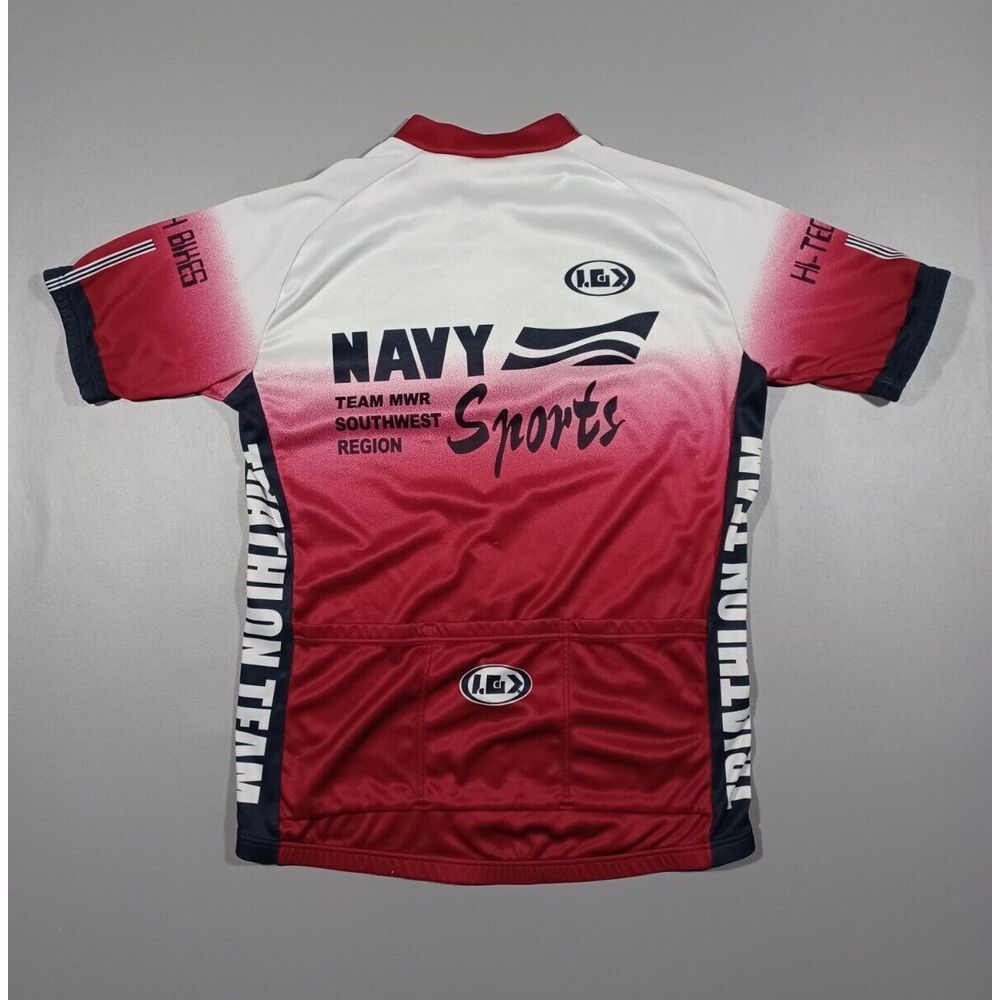 Louis Garneau Jersey Mens Sz M Maroon White Cycling Zip Triathlon Team