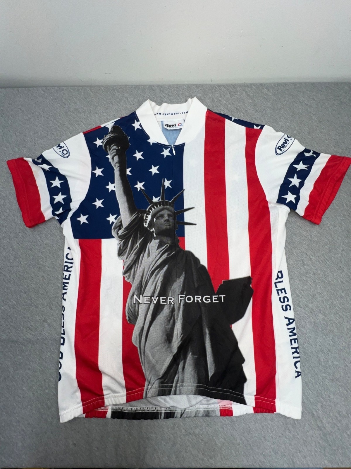 Revi Cycling Jersey XL Statue Of Liberty Patriotic American Flag Never Forget