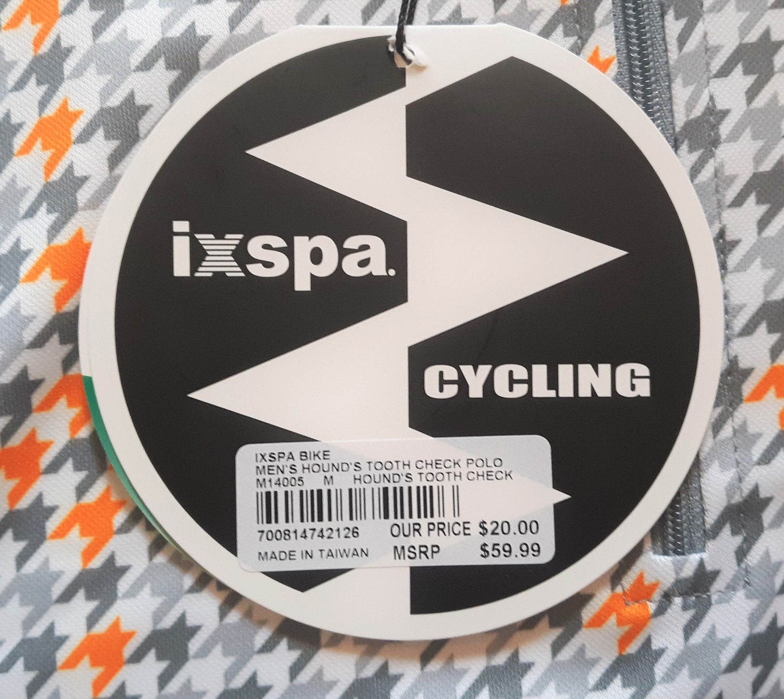 ixspa (Size X-Large) Mens Hound Tooth Check Polo Cycling Shirt. Brand New!