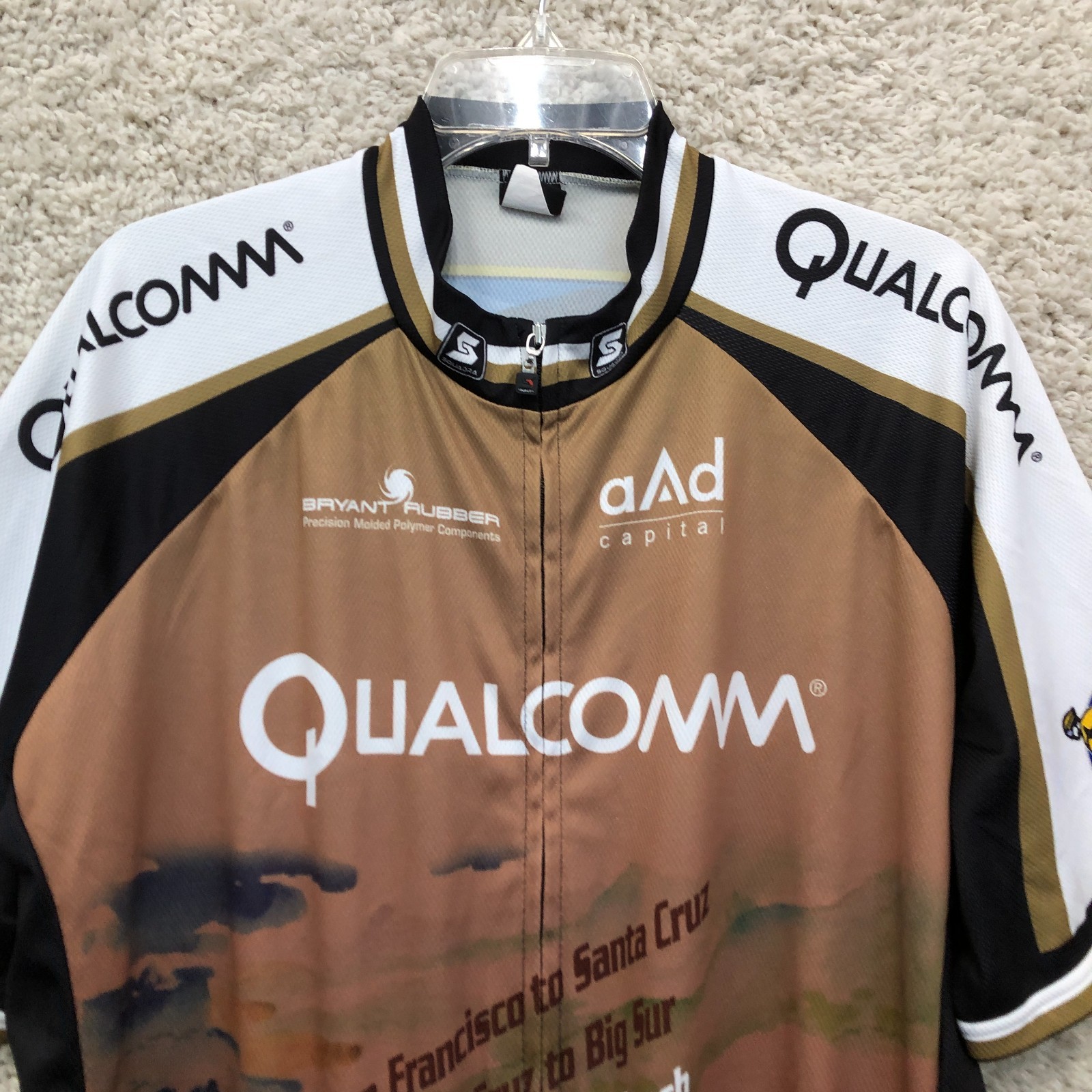 Squadra Qualcomm Cycling Jersey 3XL Adult Brown Relaxed Fit Full Zip Mens XXXL