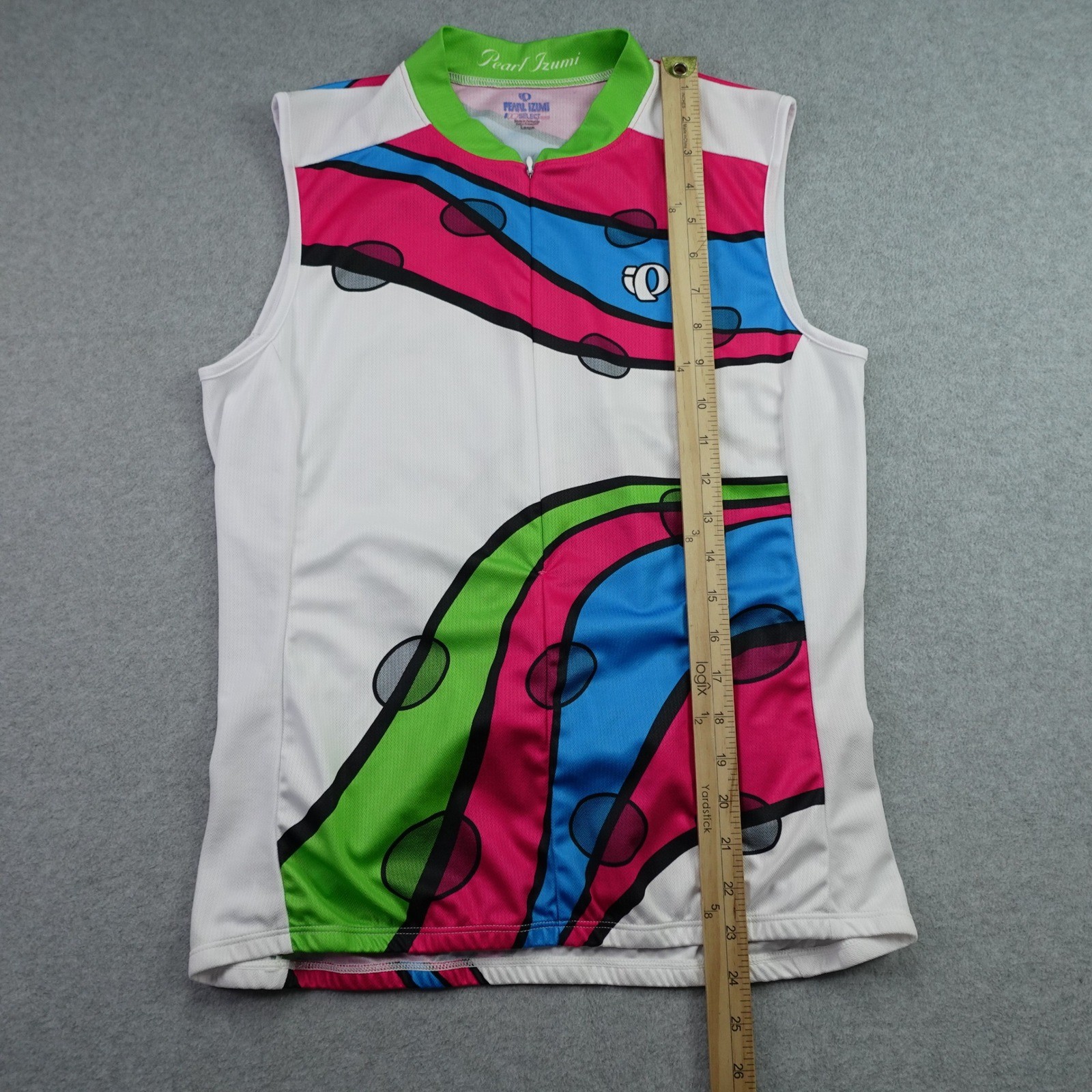 Pearl Izumi Cycling Jersey Womens Large White Pink Blue Sleeveless Select