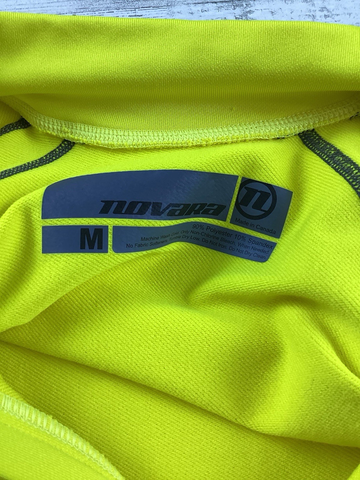 Novara Cycling Rider LS Full Zip Sz M Yellow Black Colorblock Waist Pockets