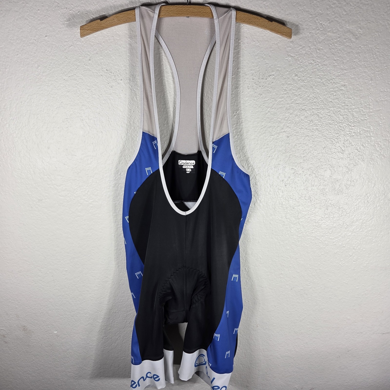 Cadence Men’s Race Fit Biking Cycling Bid Shorts Size S Blue White Padded