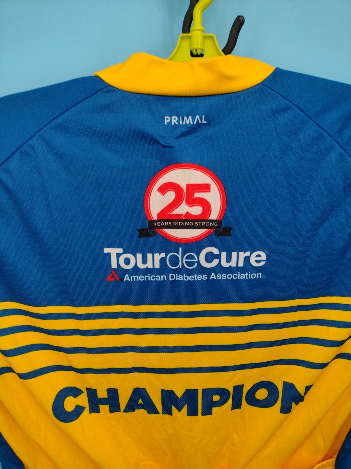 Primal Cycling Jersey 2XL Yellow Blue Bicycle Champion Diabetes Graphic AOP Mens