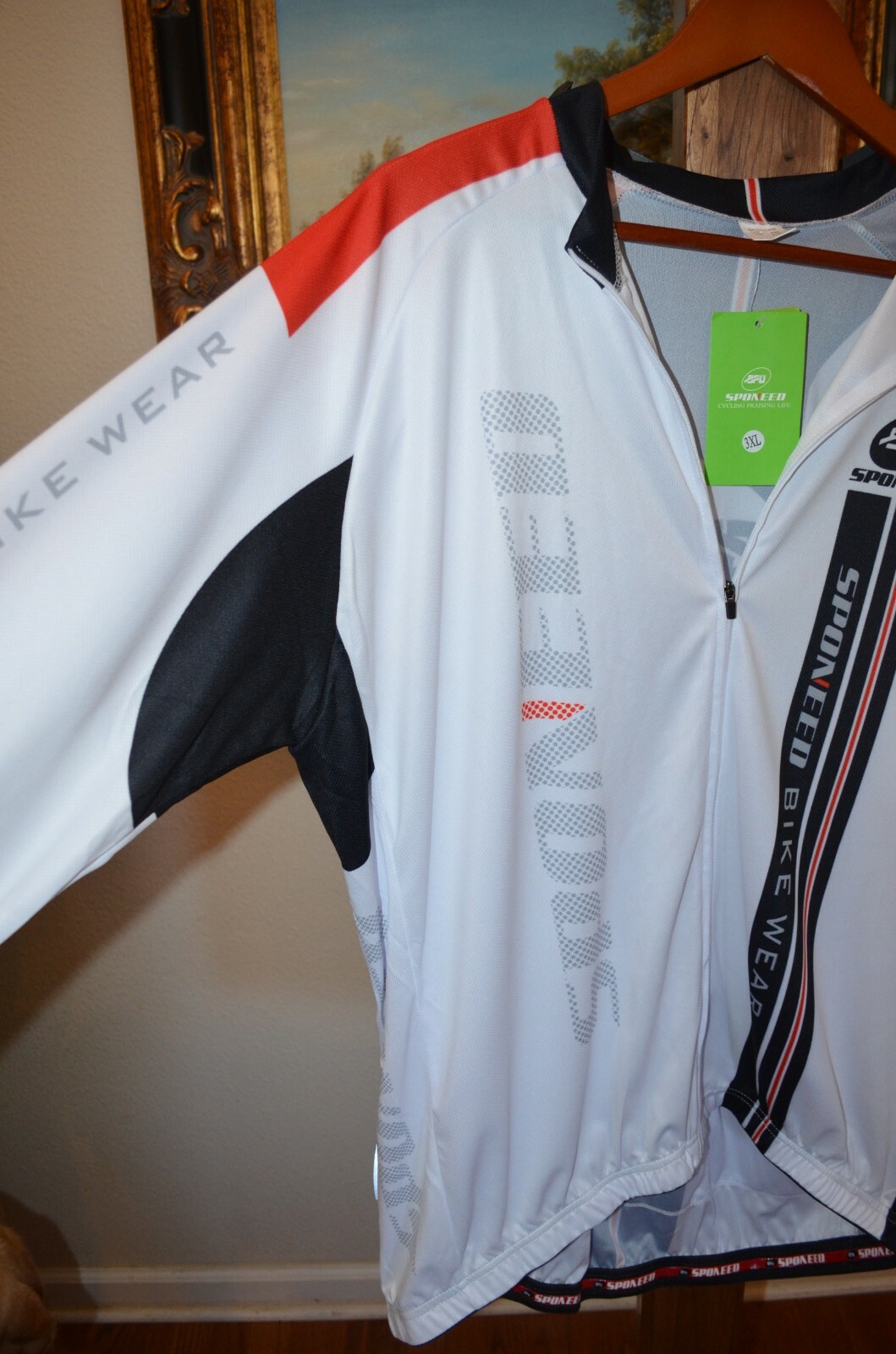 Sponeed Men’s Cycle Jersey Long Sleeve Bike Shirt Red Black White U.S. XXL NWT