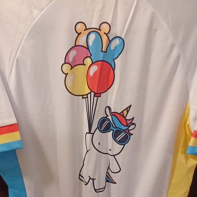 Bicycle Booth Unicorn Graphic Cycling Jersey XL White Pink 100% Polyester