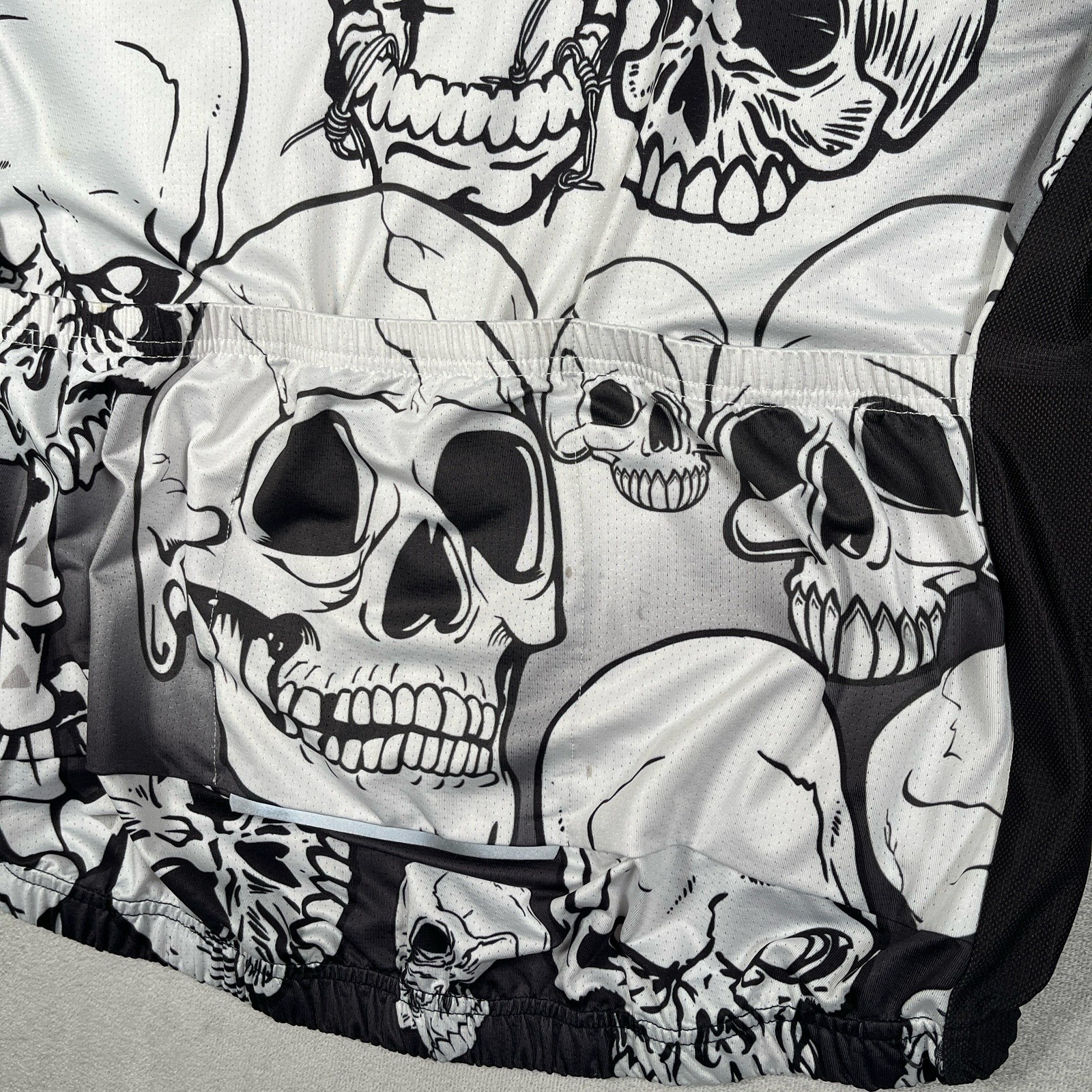 Weimostar Cycling Skulls Jersey Mens Large Full Zip Pockets Biking Bike