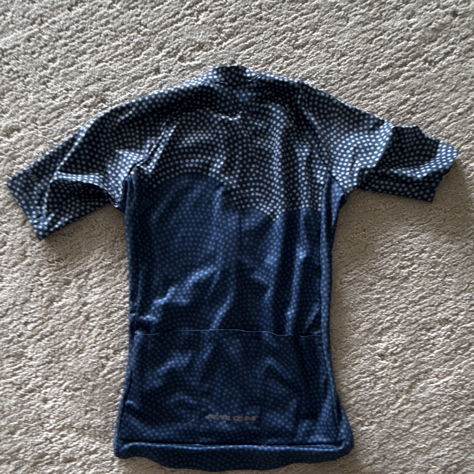 PEARL iZUMi Women’s XS Blue/White Polka Dot Cycling Jersey Full Zip Pockets