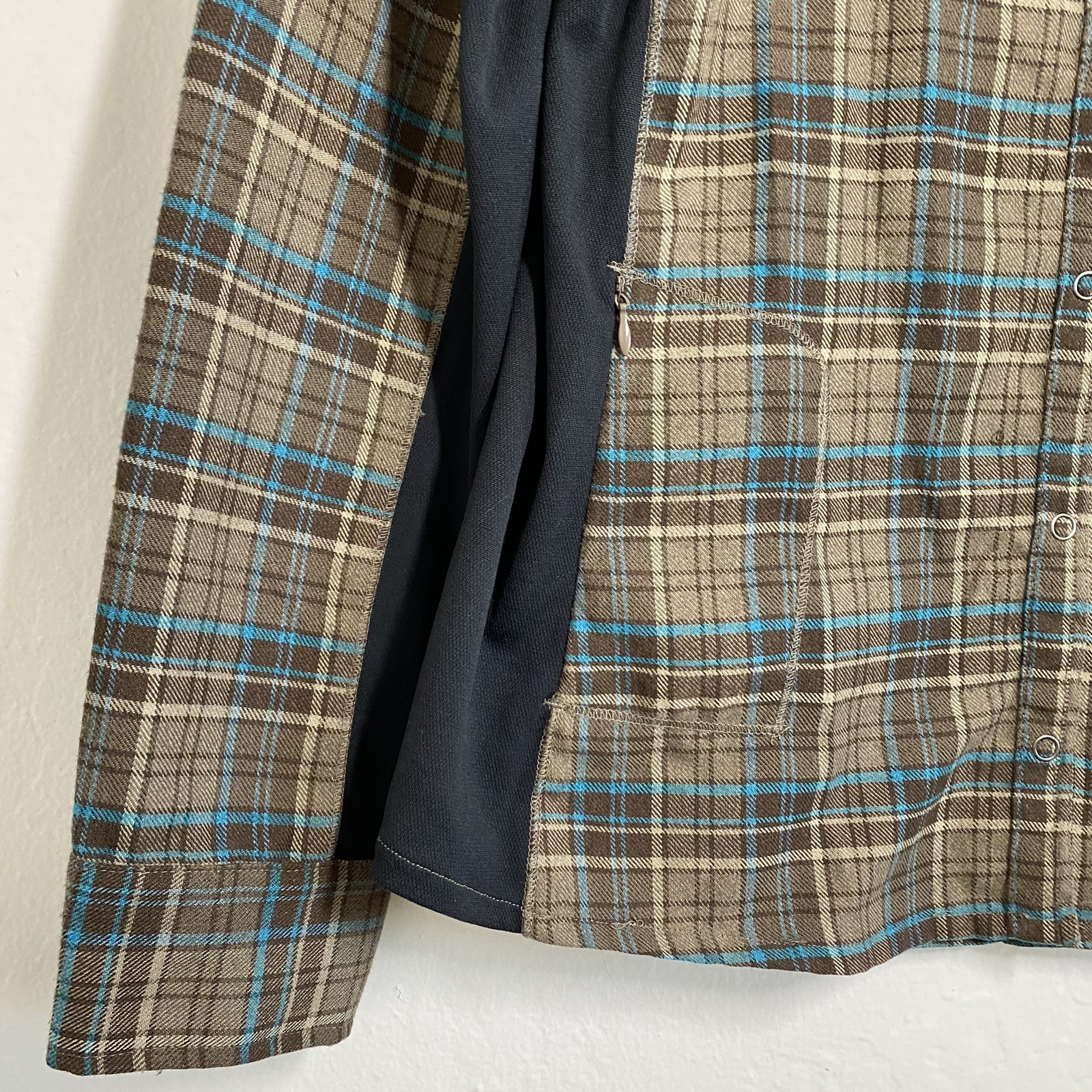 Zoic Plaid Flannel Style Cycling Button Down Jersey Lonc Sleeve Shirt Pockets L