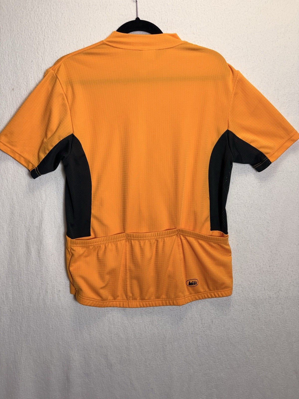 Vtg REI Trionfo Men’s Cycling Jersey, Gold/Black (Orange) Short Sleeve Zip