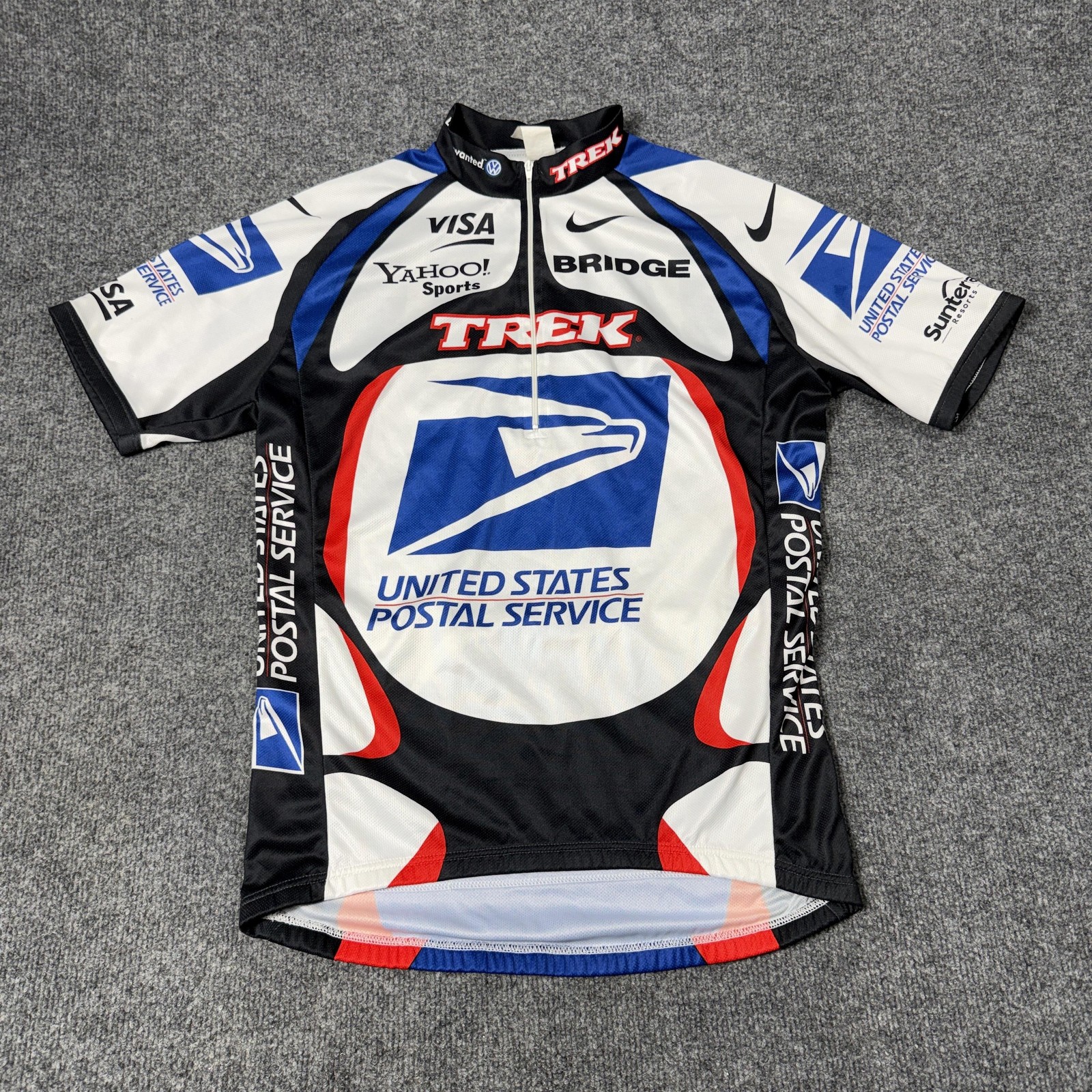 Nike Cycling Jersey Mens Medium USPS TREK Blue Red USA Italy Short Sleeve Team