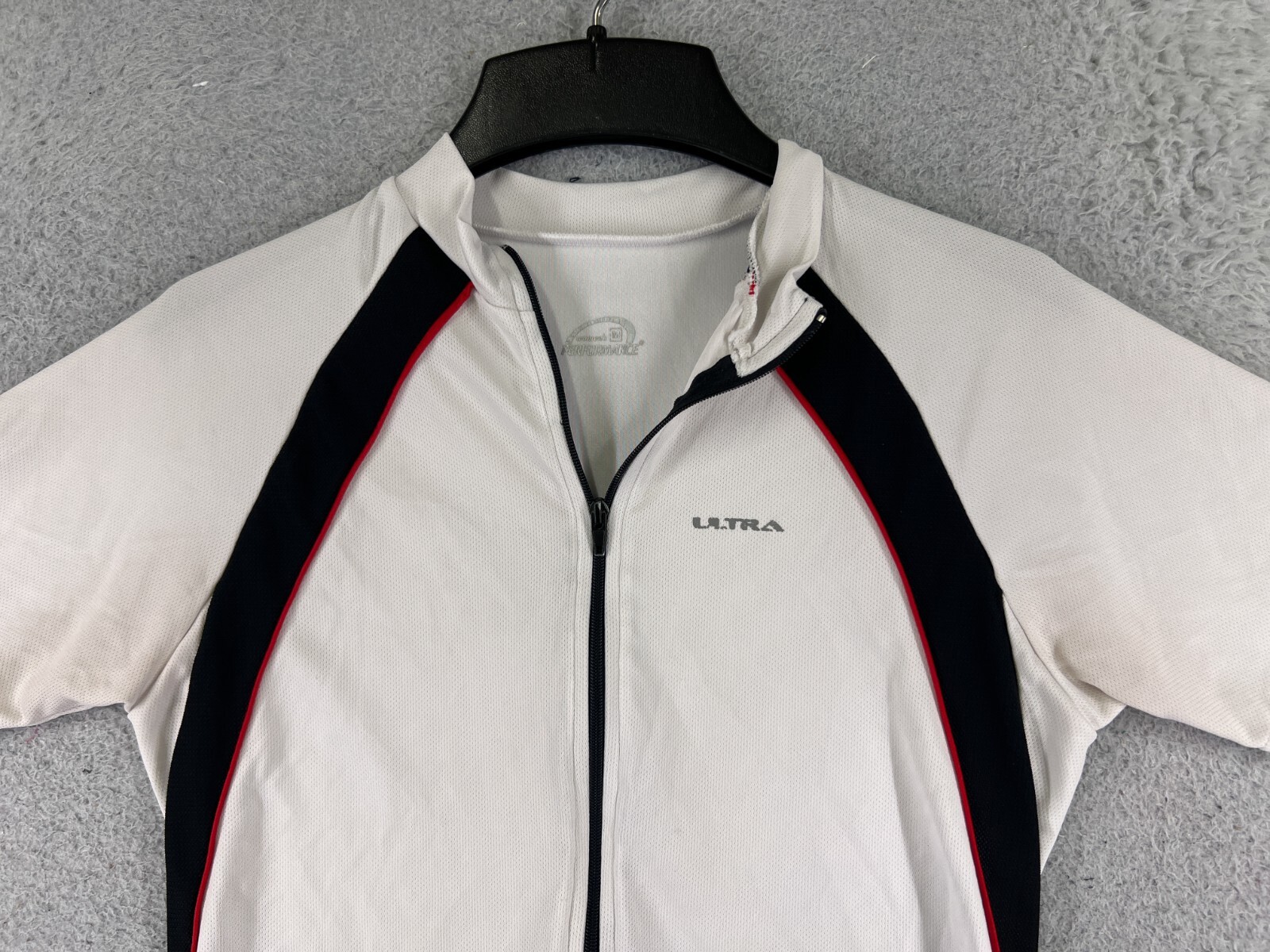 Performance Cycling Jersey Womens Medium White Black Full Zip 100% Polyester