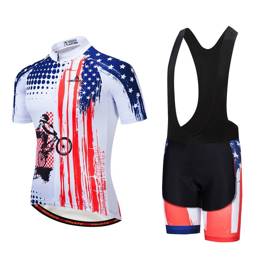 Men’s Team Cycling Clothes Bicycle Jersey and Padded (Bib) Shorts Kit Reflective