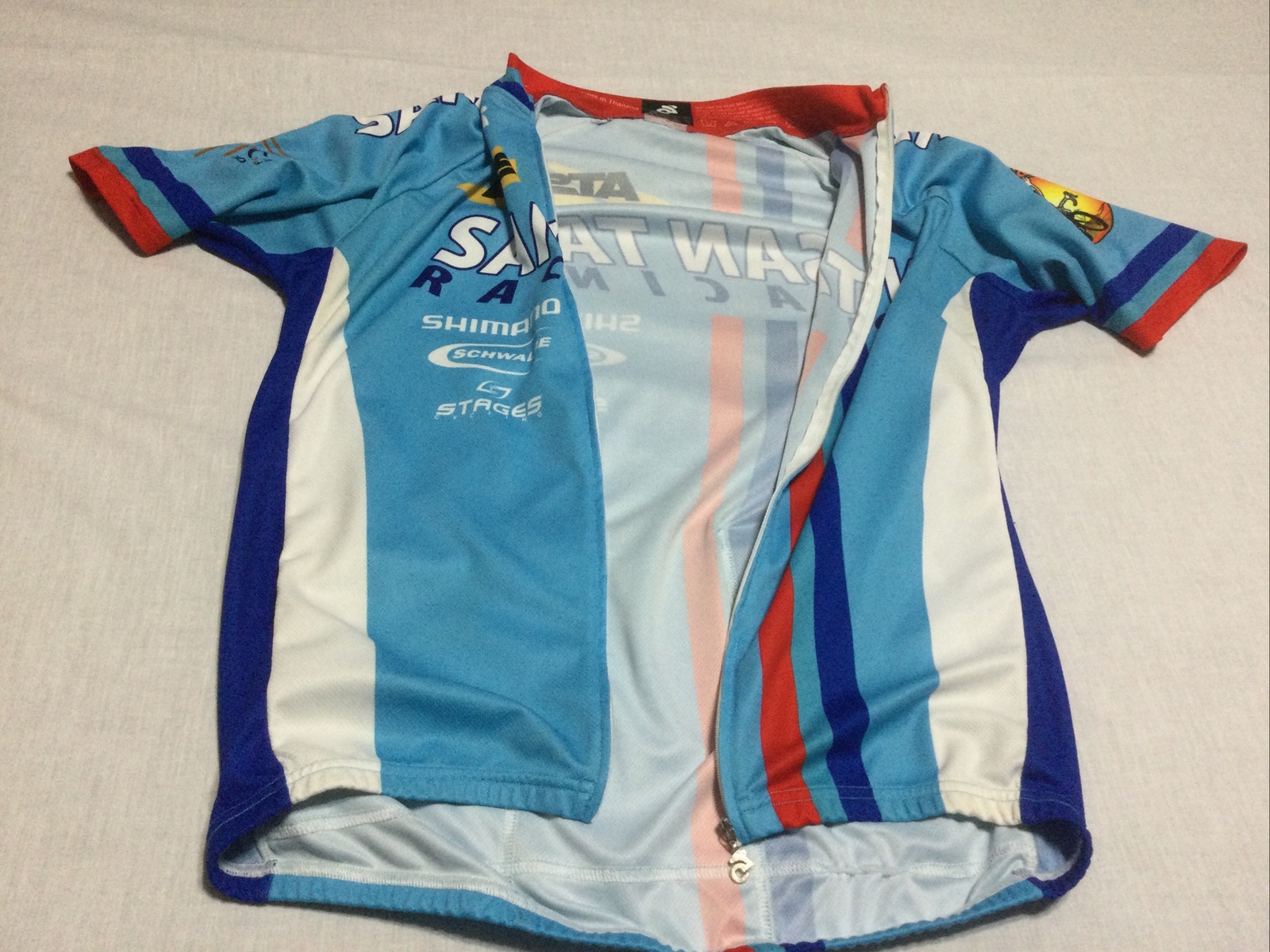 Champ Sys Cycling jersey full zip 3-pocket short sleeve LG San Tan Racing Blue