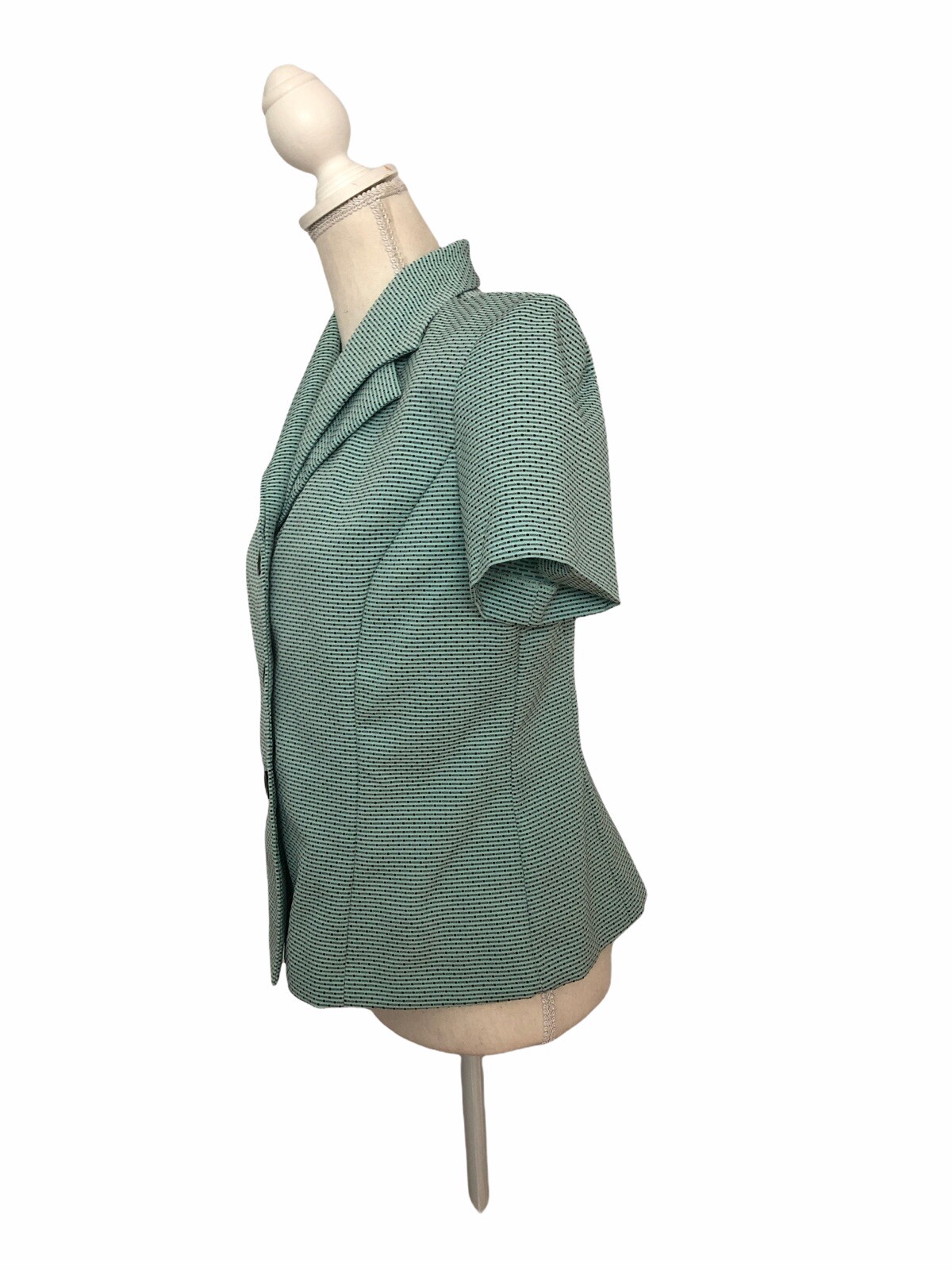 Danny & Nicole Woman Top Collared Button Front Short Sleeve 10P Padded Shoulder