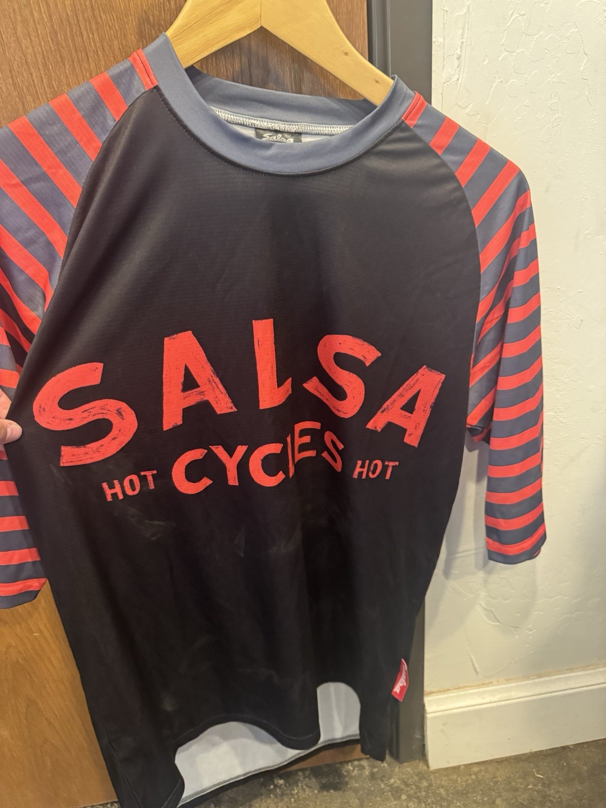 Salsa Black Striped Breathable Cycling Jersey 3/4 Raglan Sleeve S/P