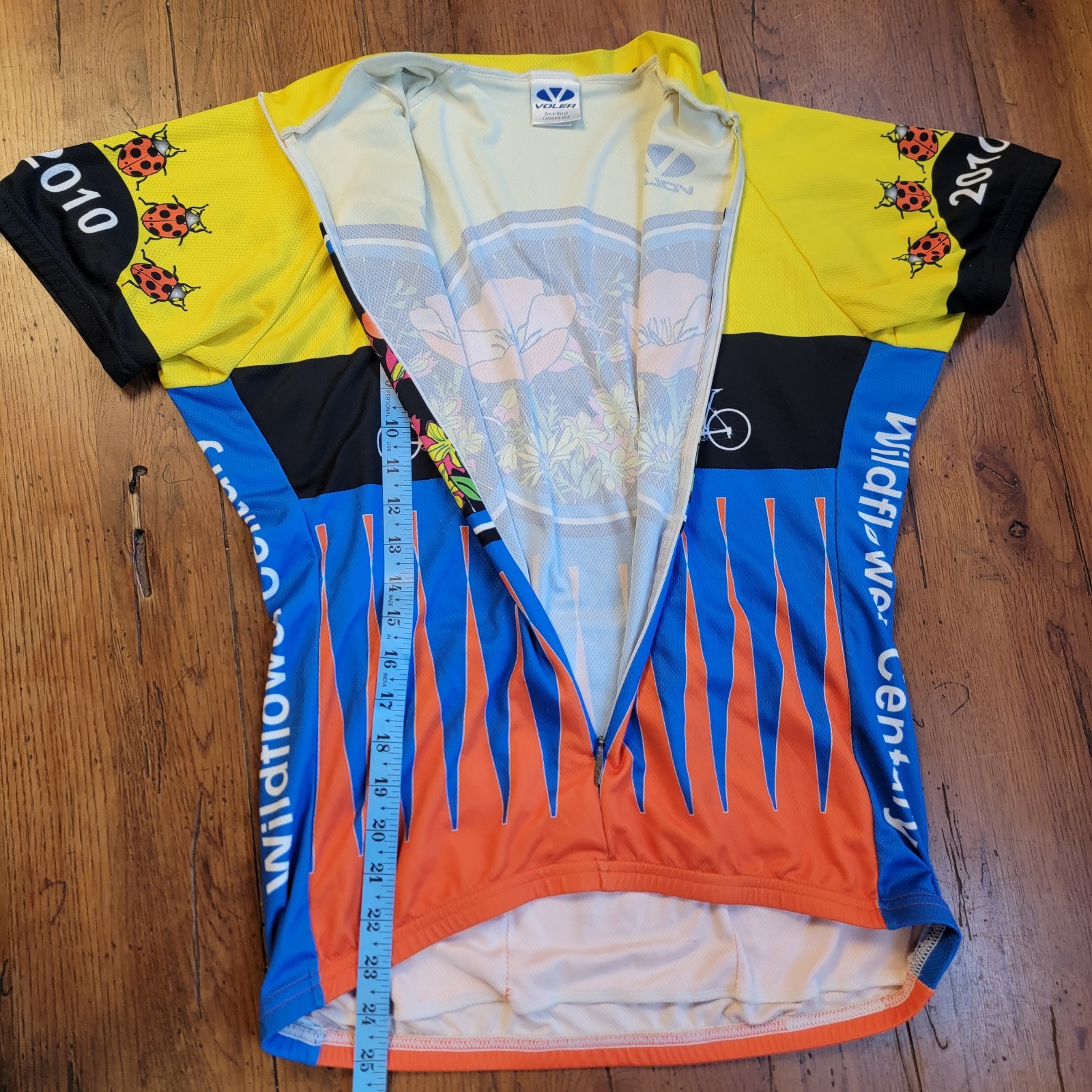 Voler Womens XL Cycling Jersey 21.5″ P2P 2010 Wildflower Century California SS