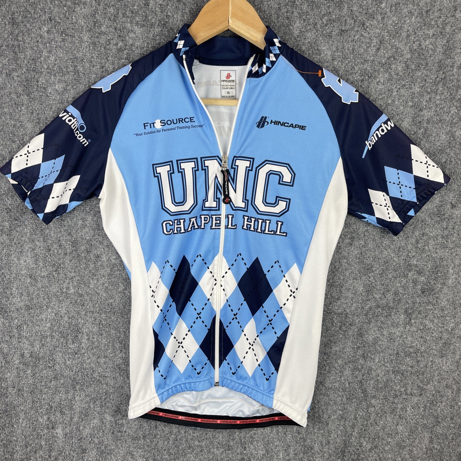 North Carolina Cycling Jersey Mens Small Blue Hincapie UNC Tarheels Team Issued