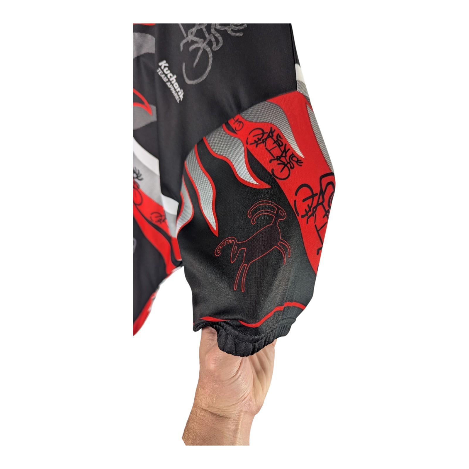 Kucharik Cycling Jersey Mens Large Red Black Native American Art Aztec Apache
