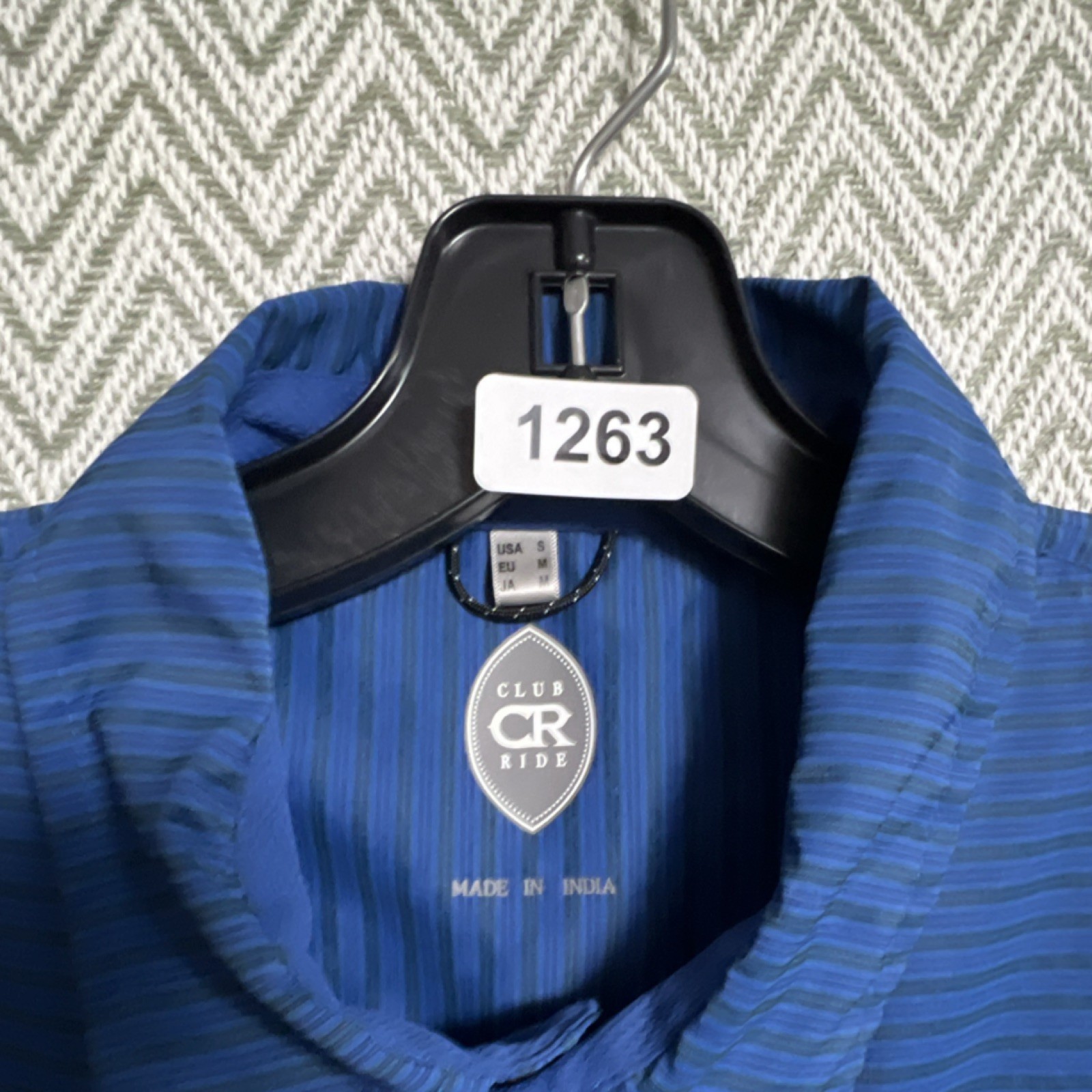 Club Ride Blue Striped Cycling Jersey Shirt Men’s S Short Sleeve Button Front
