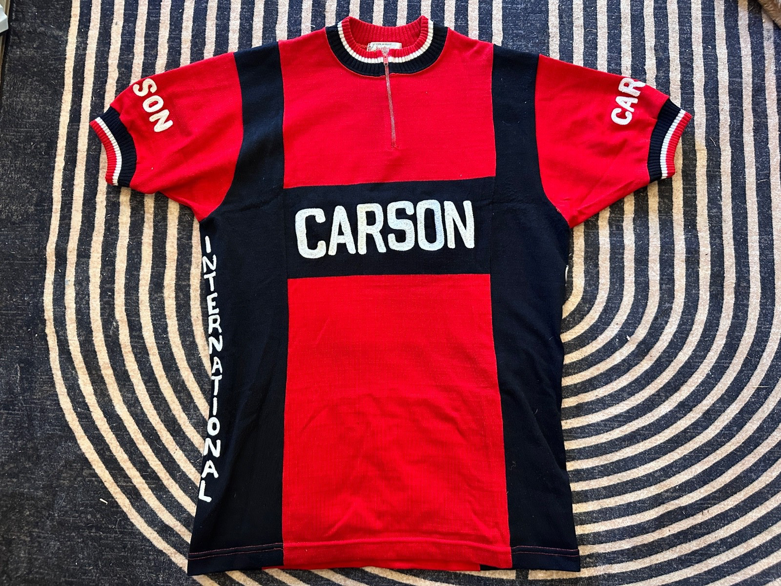 Vintage CARSON International Chain Stitch Cycling Race Jersey Shirt