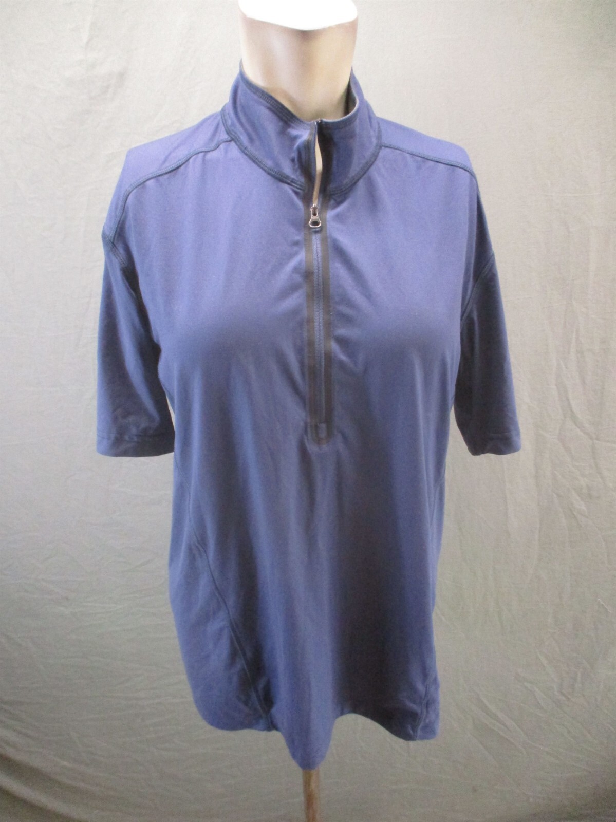 REI Size M Mens Blue 1/2 Zip High Neck Short Sleeve Breathable Cycling Top 603