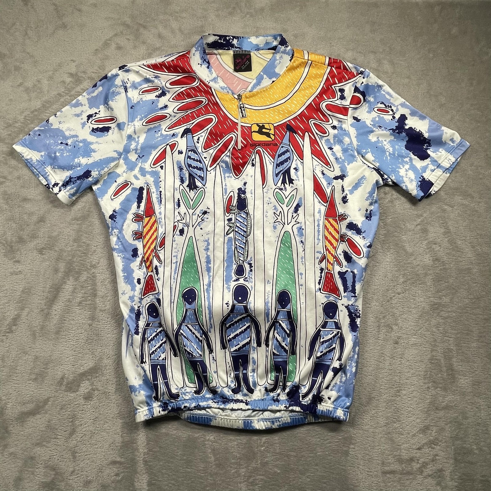 Giordana Cycling Jersey Shirt Mens XL Multicolor Graphic 1/4 Zip Made Italy
