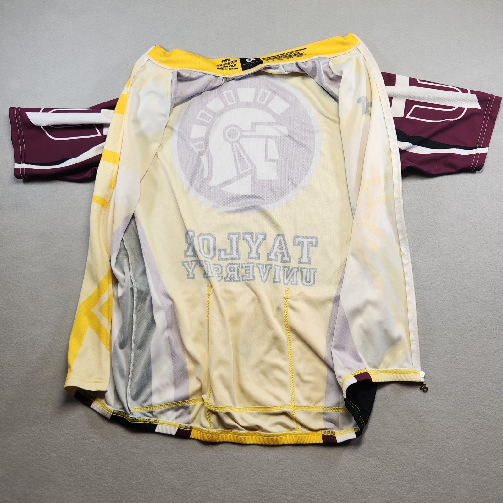 Taylor University Cycling Jersey Large Champ-Sys Full Zip Short Sleeve Yellow