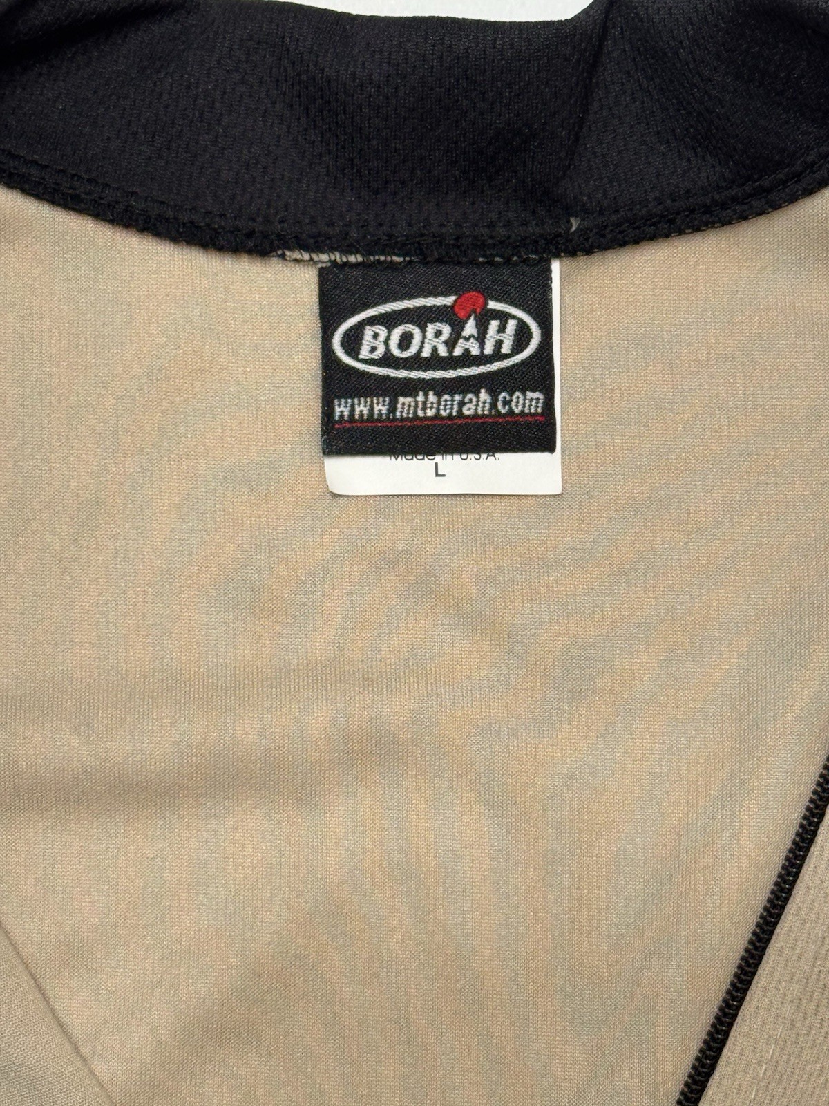 Borah Men’s Tan & Black Short Sleeve 1/2 Zip Slim Comfort Pro Cycling Jersey L