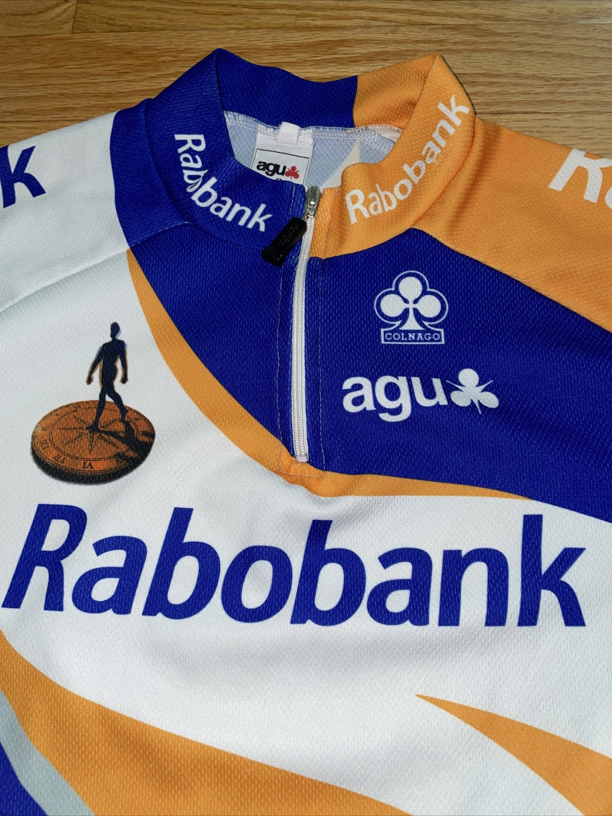 AGU Cycling Bike Orange Blue Athletic Compression Jersey Made In Italy Mens M