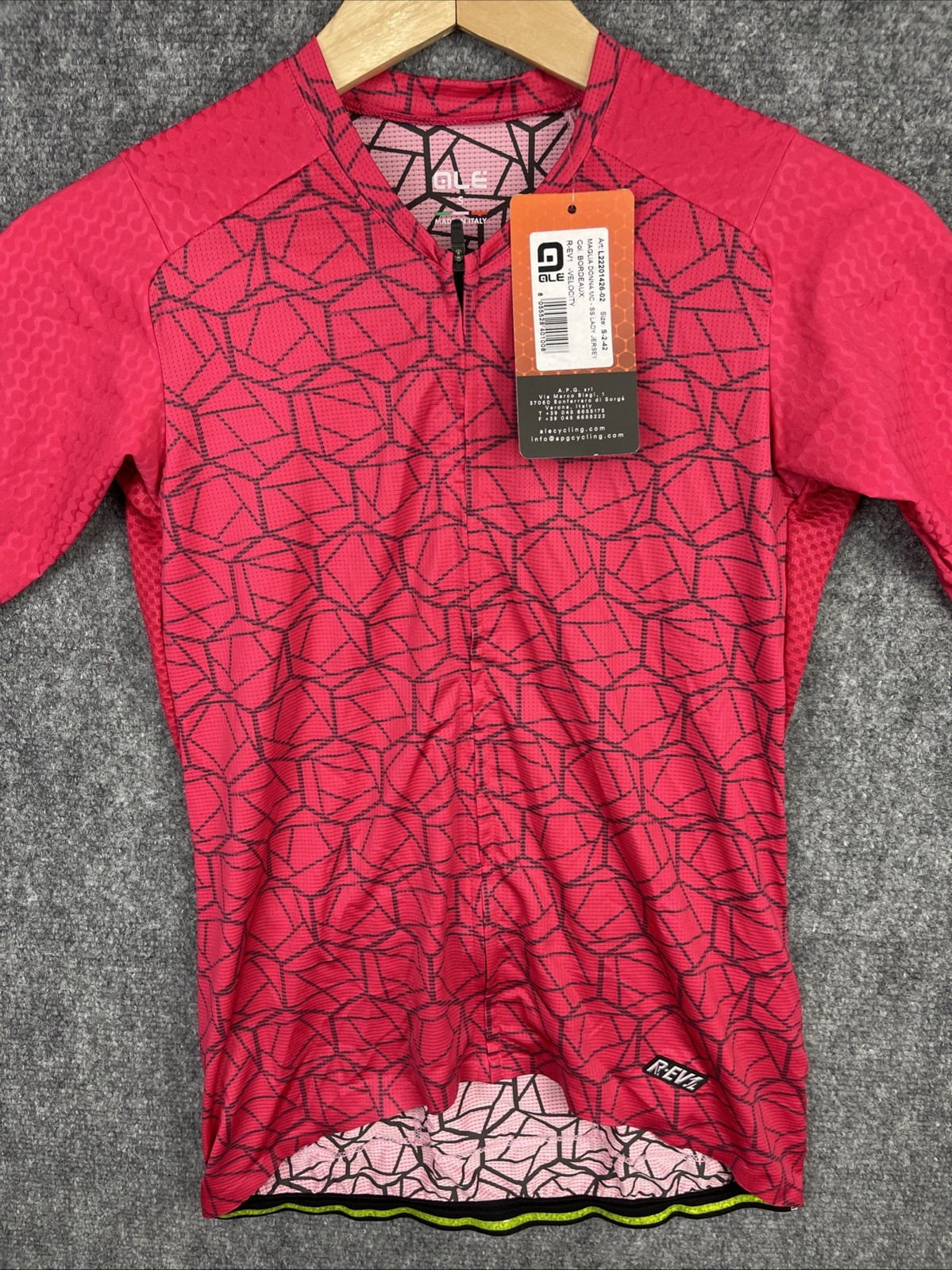 Ale Cycling Shirt Womens Small Red Short Sleeve R-EV1 Velocity Jersey Italy Made