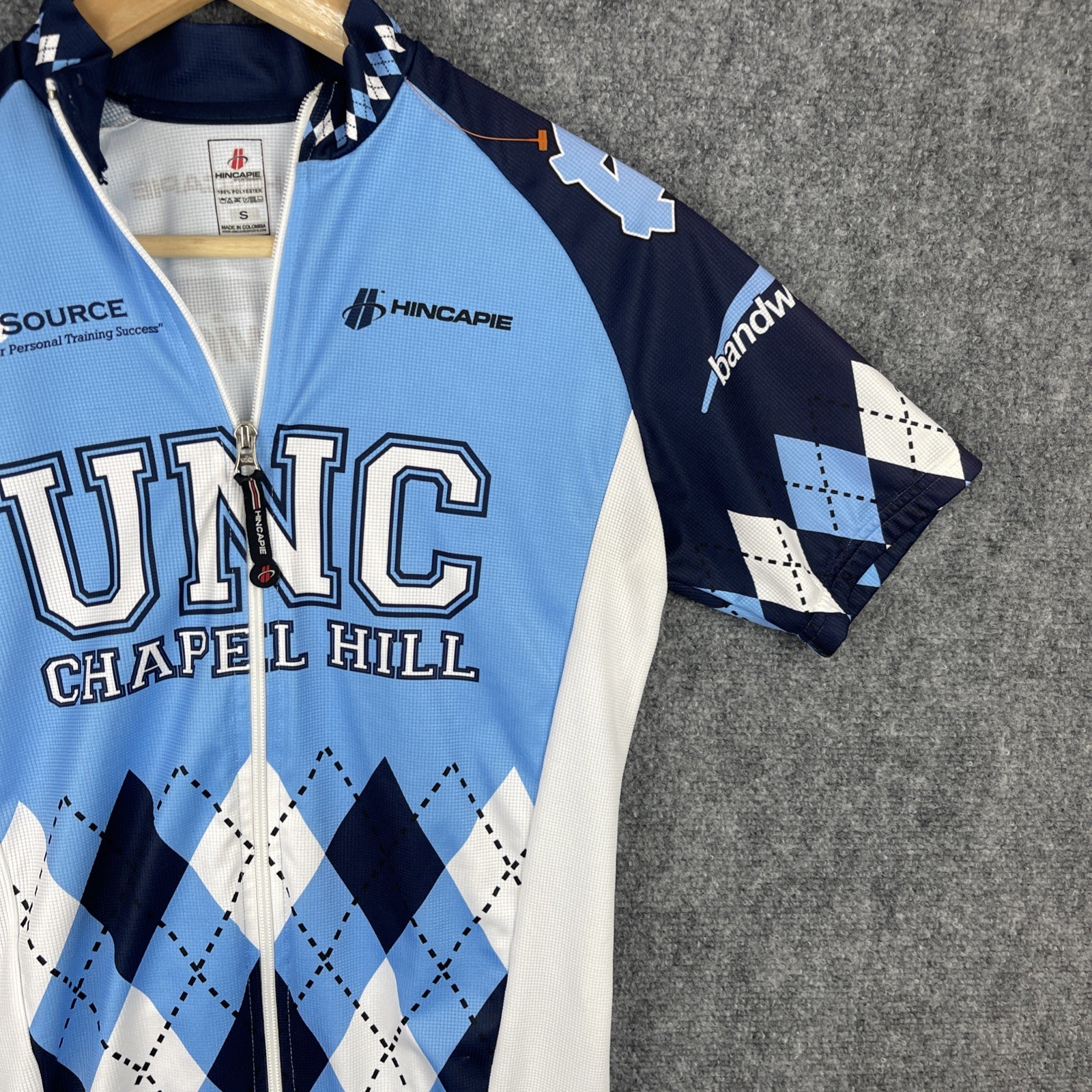 North Carolina Cycling Jersey Mens Small Blue Hincapie UNC Tarheels Team Issued