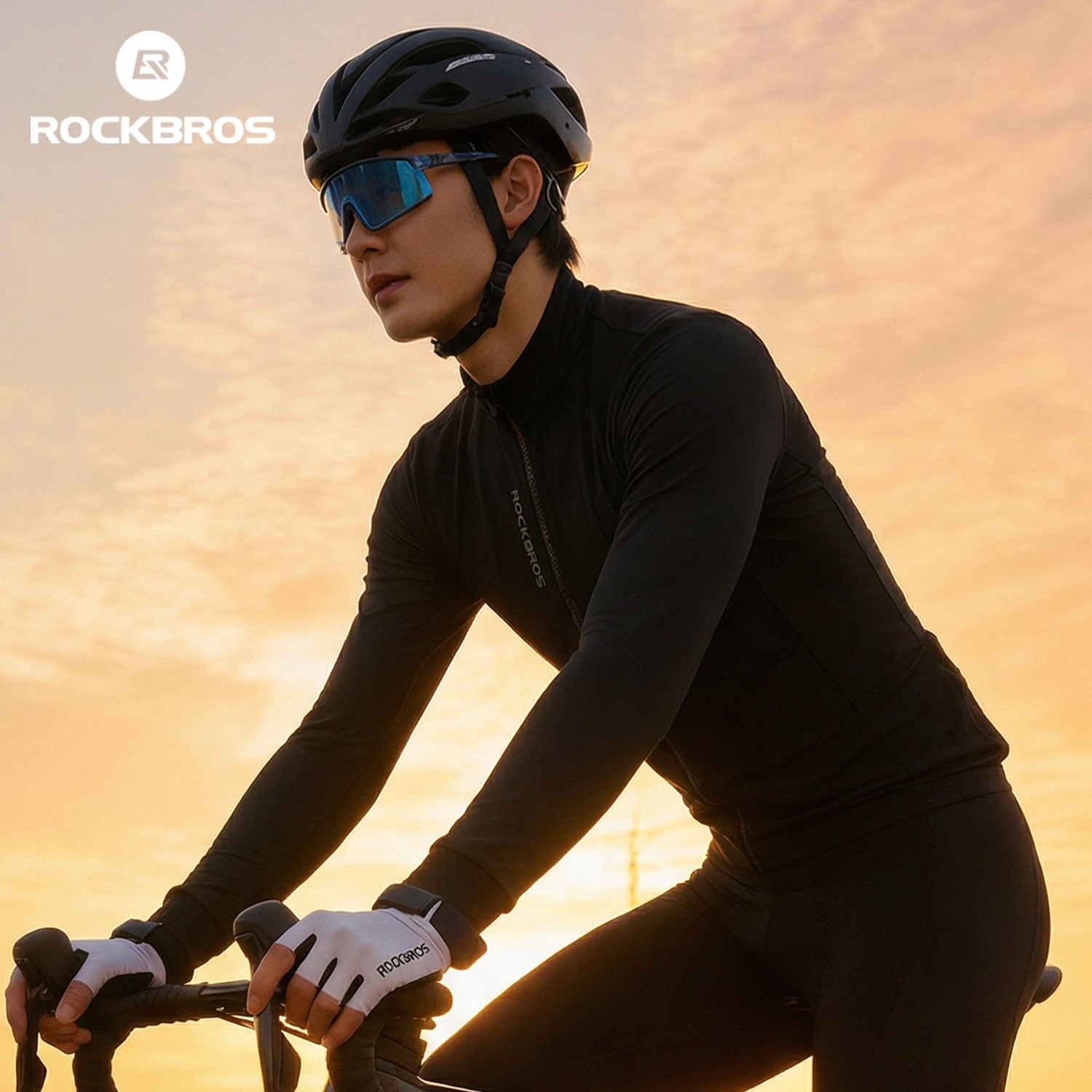 ROCKBROS Men’s Thermal Cycling Jersey LongSleeve Winter Windproof Fleece Jersey