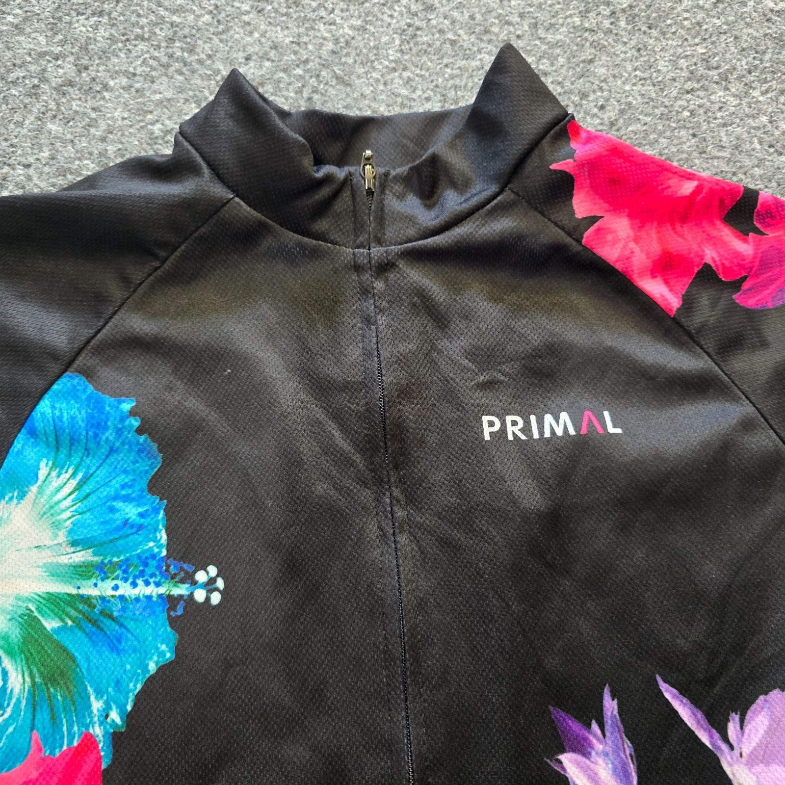Primal Top Womens Size Small Black Pink Floral Cycling Jersey Stretch Athletic