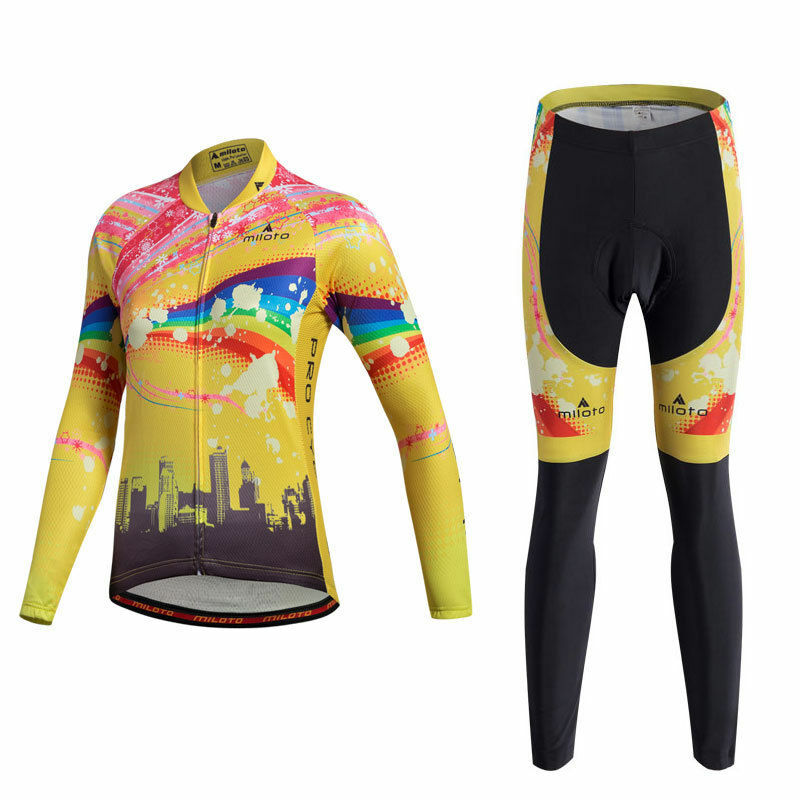 2024 Miloto Women’s Long Sleeve Bike Jersey and Padded Cycling Pants Tights Kit