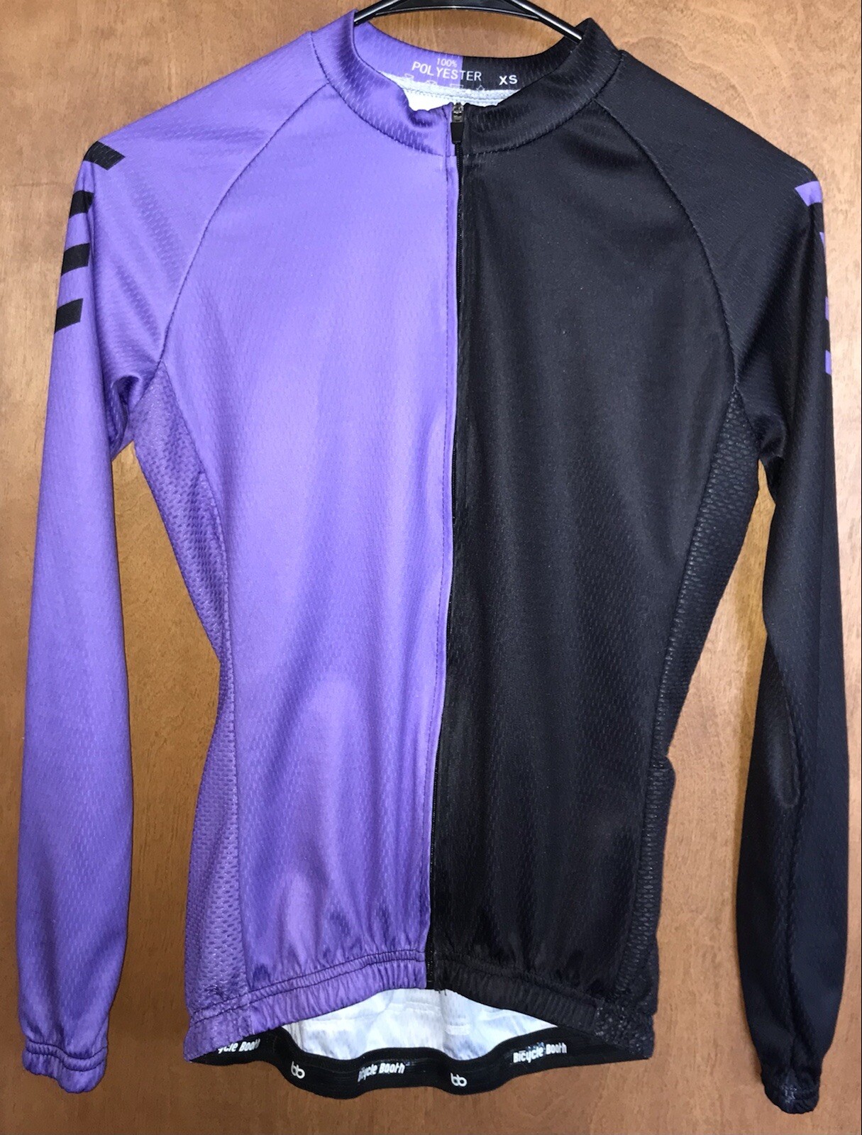Womens Sz XS Bicycle Booth Aero Fit L/S Cycling Jersey Jacket Full Zip EUC