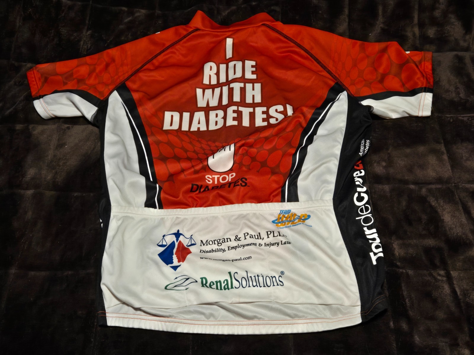 Primal Red Rider American Diabetes Association Bicycle Full zip Jersey LARGE