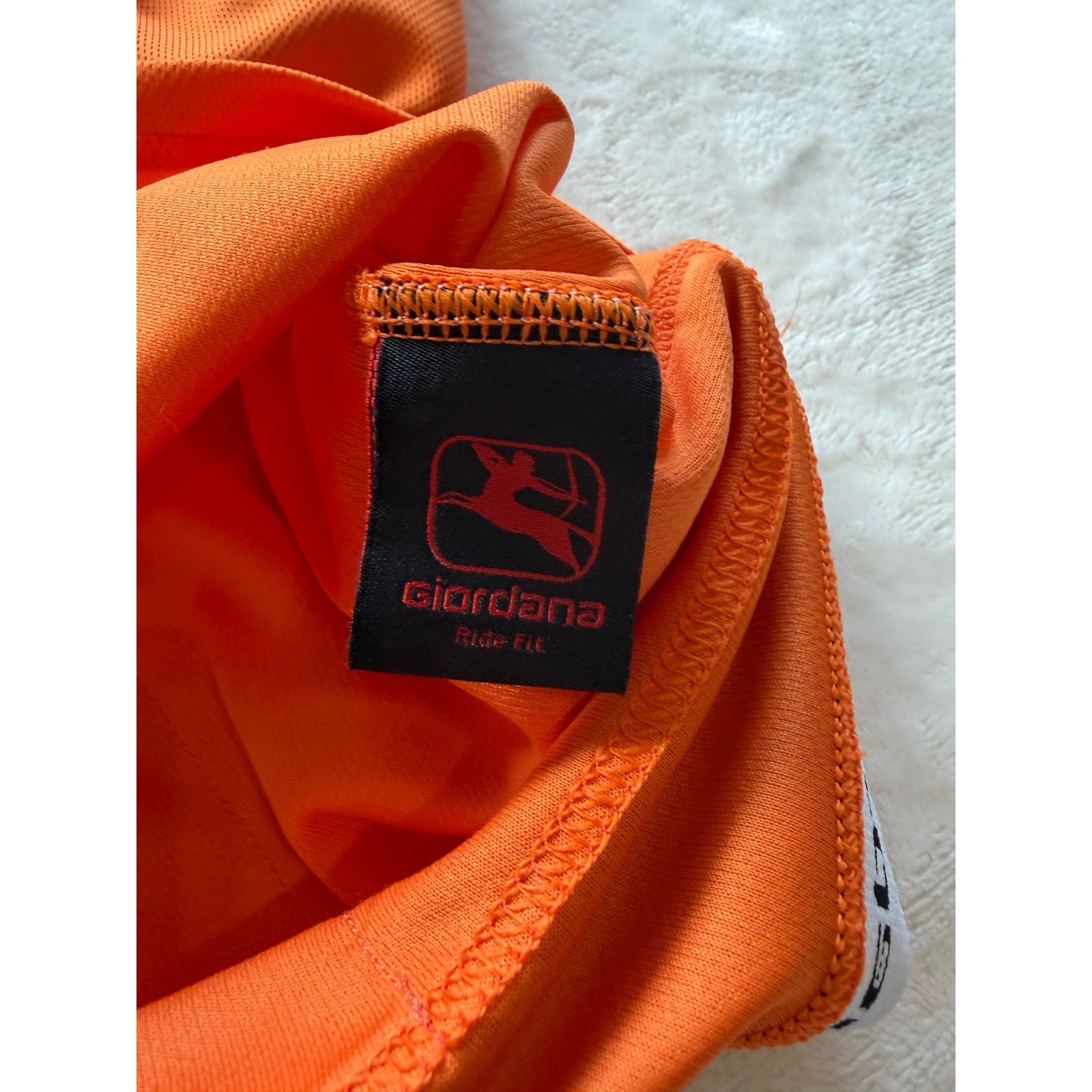 Giordana Orange White Full Zip Ride Fit Cycling Jersey Mens Medium Excellent