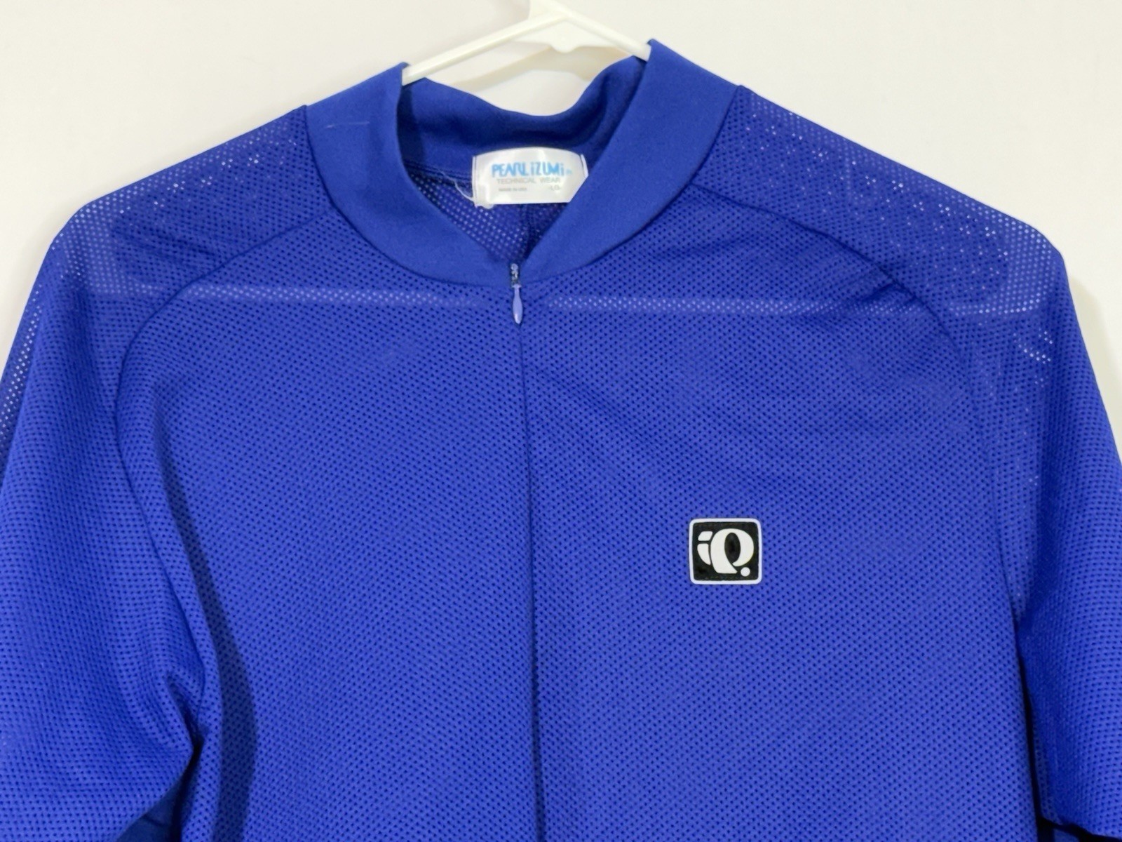 Pearl Izumi Mens Size L Technical Wear Cycling Jersey Blue Net Pockets 3/4 Zip