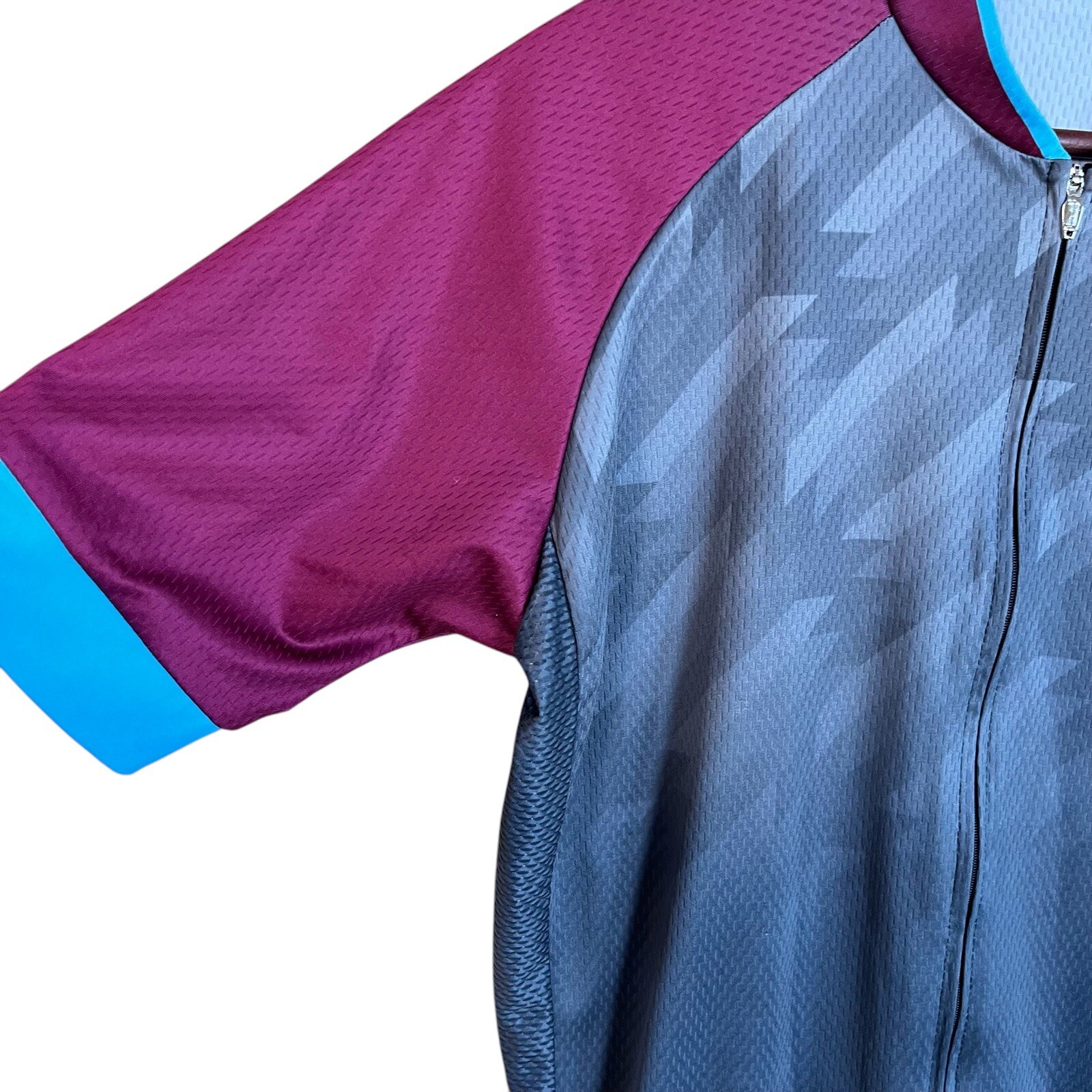 Uriah Cycling Jersey Womens XXL Gray Maroon FullZip Bicycle Racing Workout Shirt