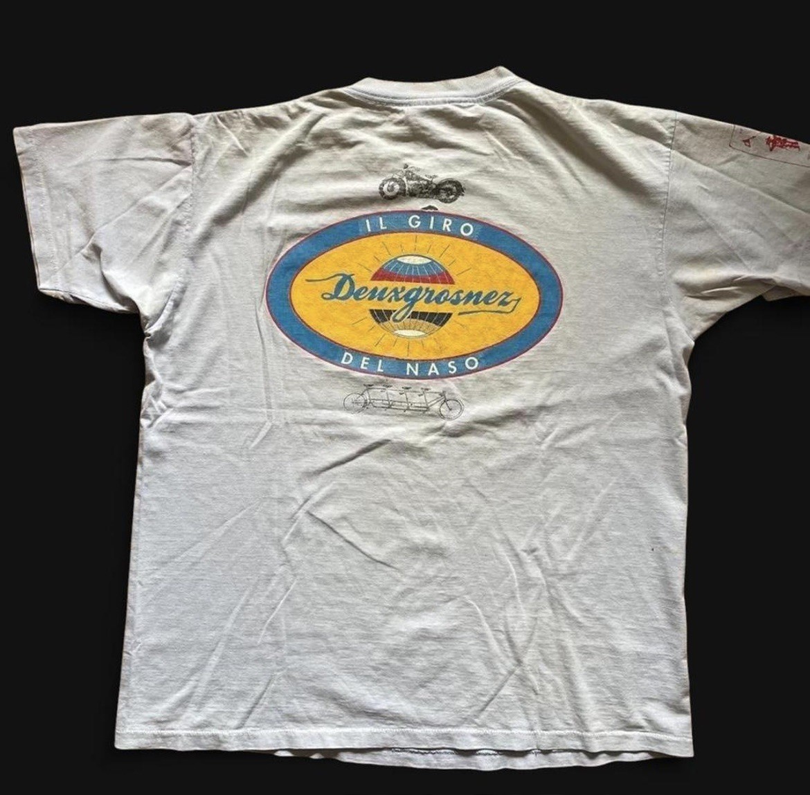 Vintage 90s Deuxgrosnez Il Giro Del Naso T-Shirt Single Stitch Cycling Lt Blue L