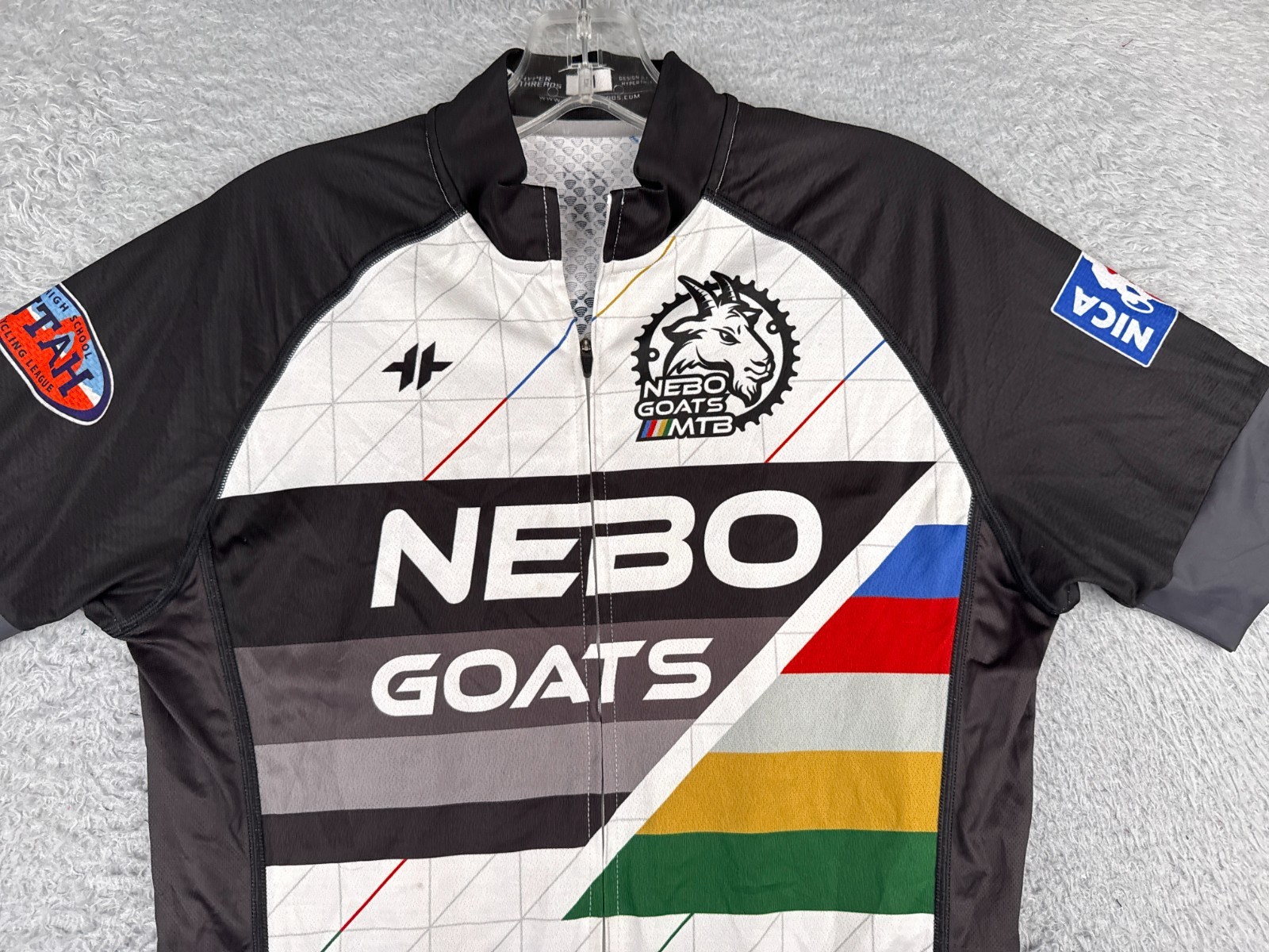 Hyperthreads Cycling Jersey Women Medium White Black NEBO Goats Full Zip Poly