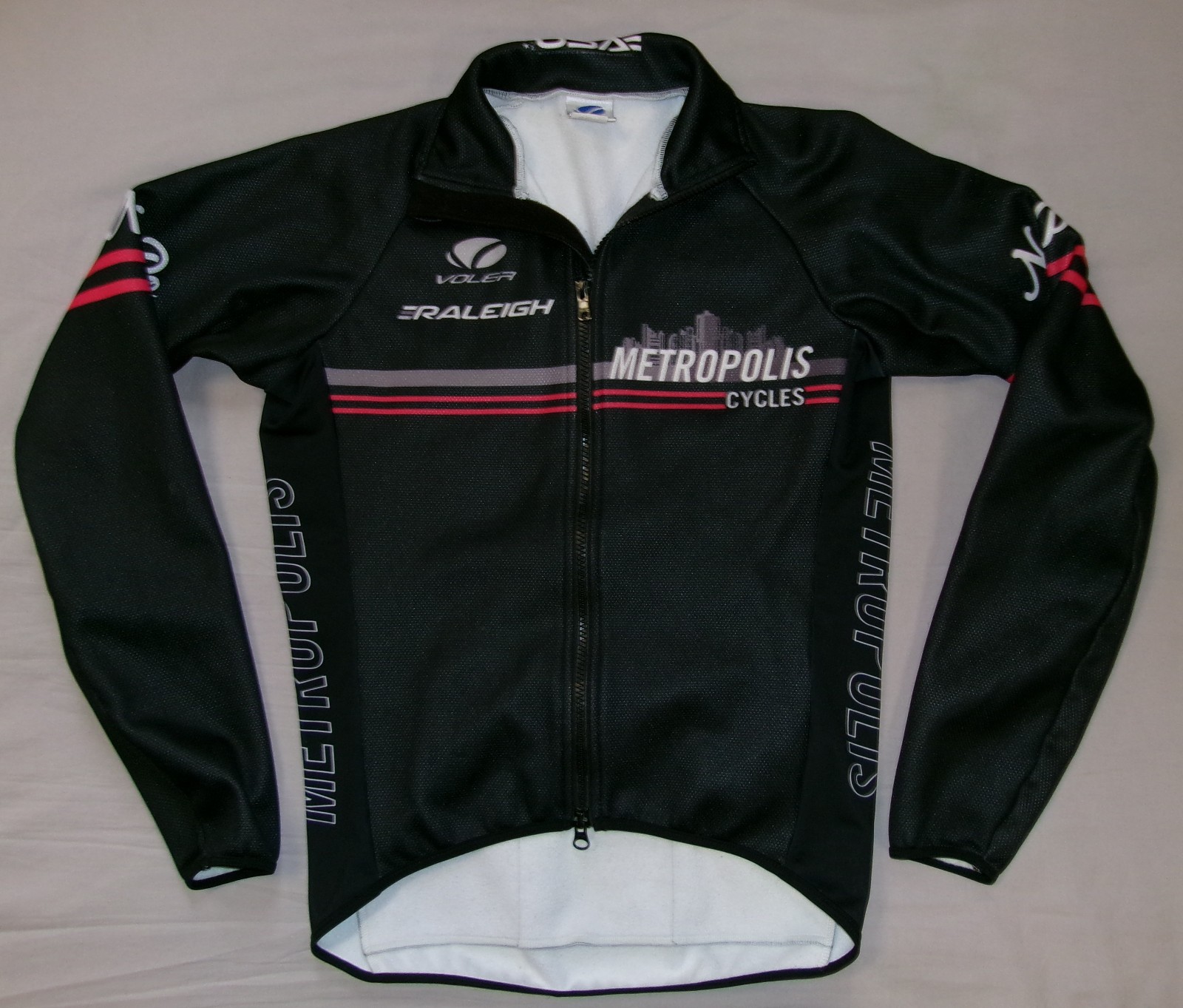 VOLER CYCLING JERSEY SHIRT SzS METROPOLIS VTG 90S USA MADE LONG SLEEVE BLACK