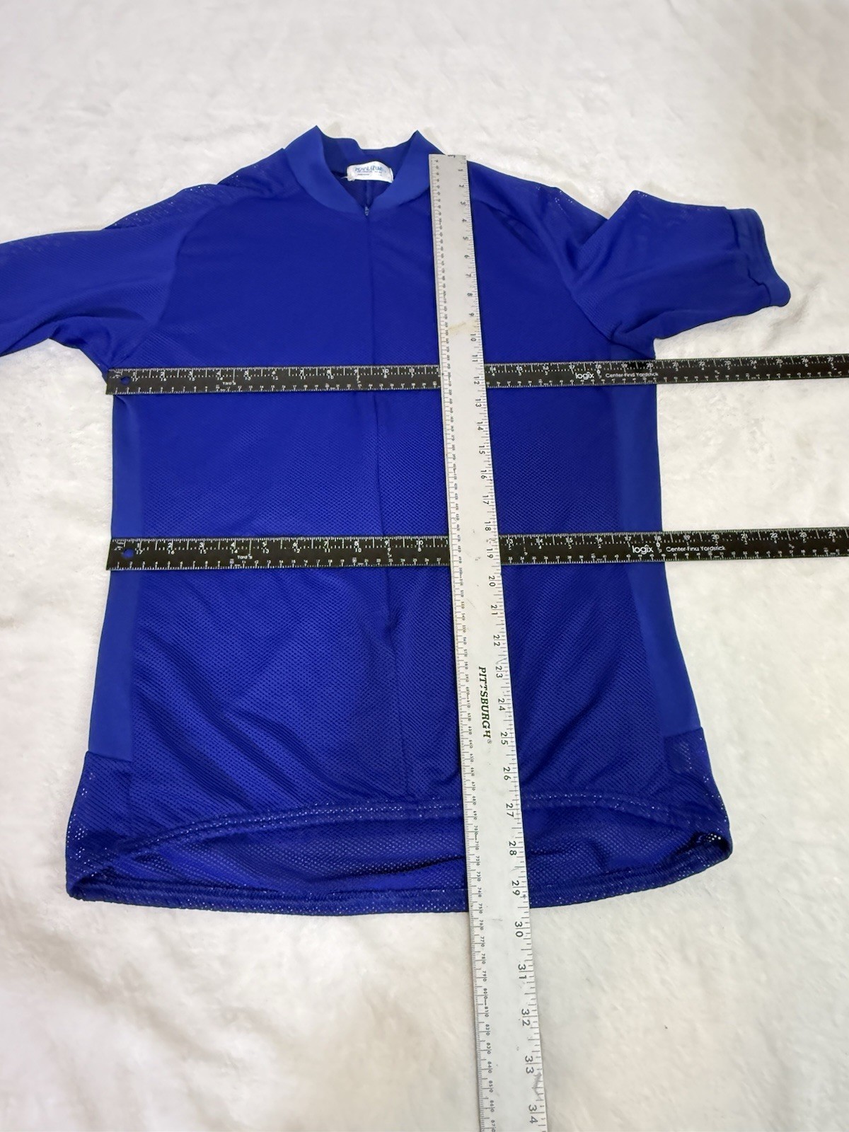 Pearl Izumi Mens Size L Technical Wear Cycling Jersey Blue Net Pockets 3/4 Zip
