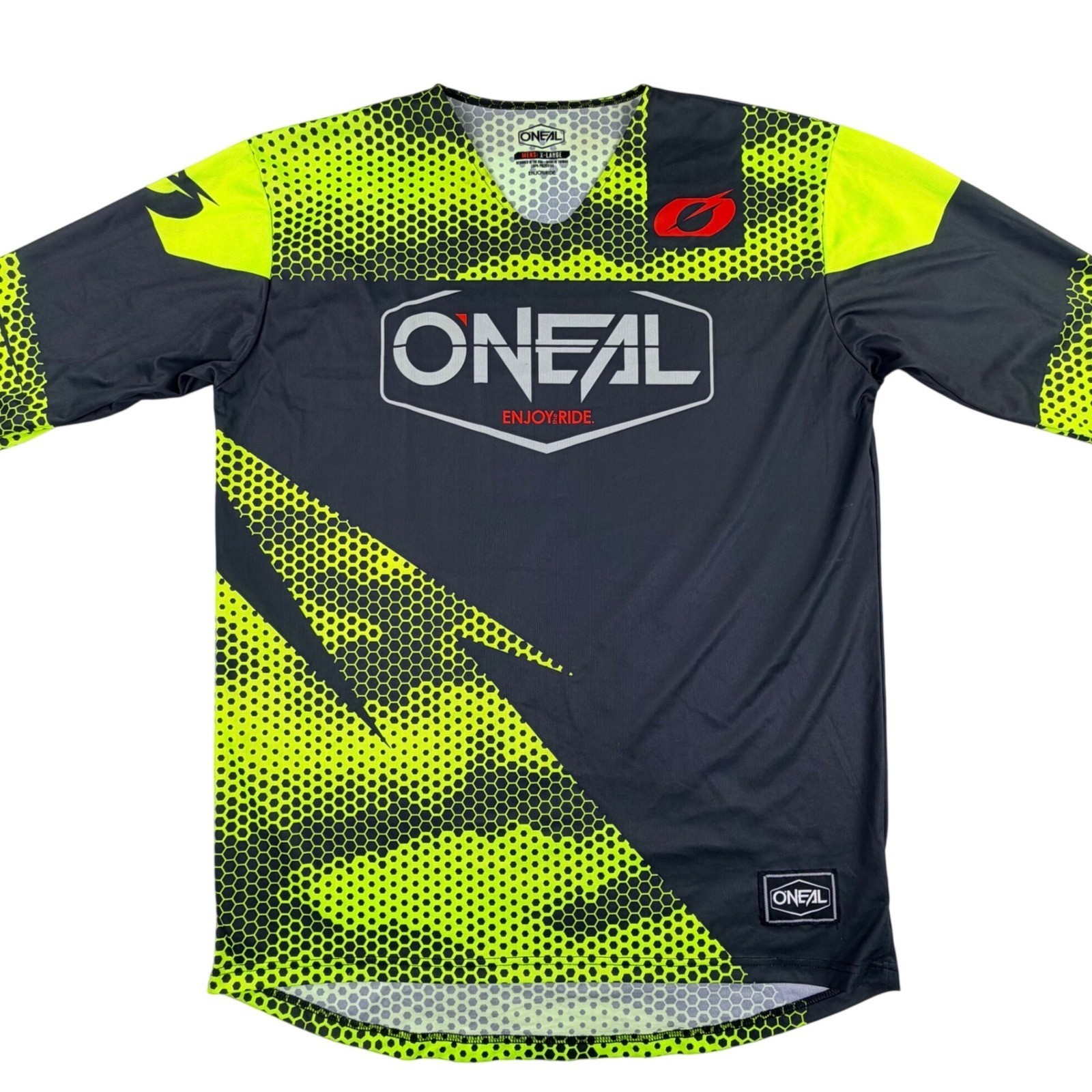 O’Neal Motocross Jersey Men XL Black Neon Yellow Performance Hexagon Graphic MX